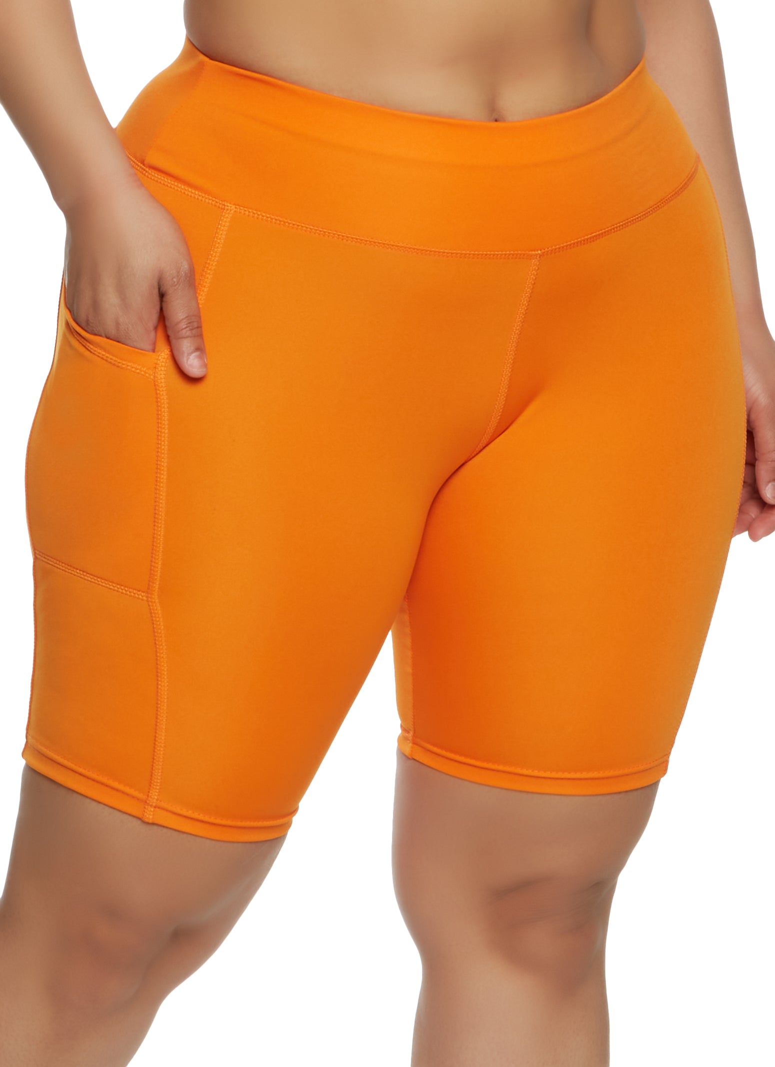 Plus Size Cell Phone Pocket Bike Shorts