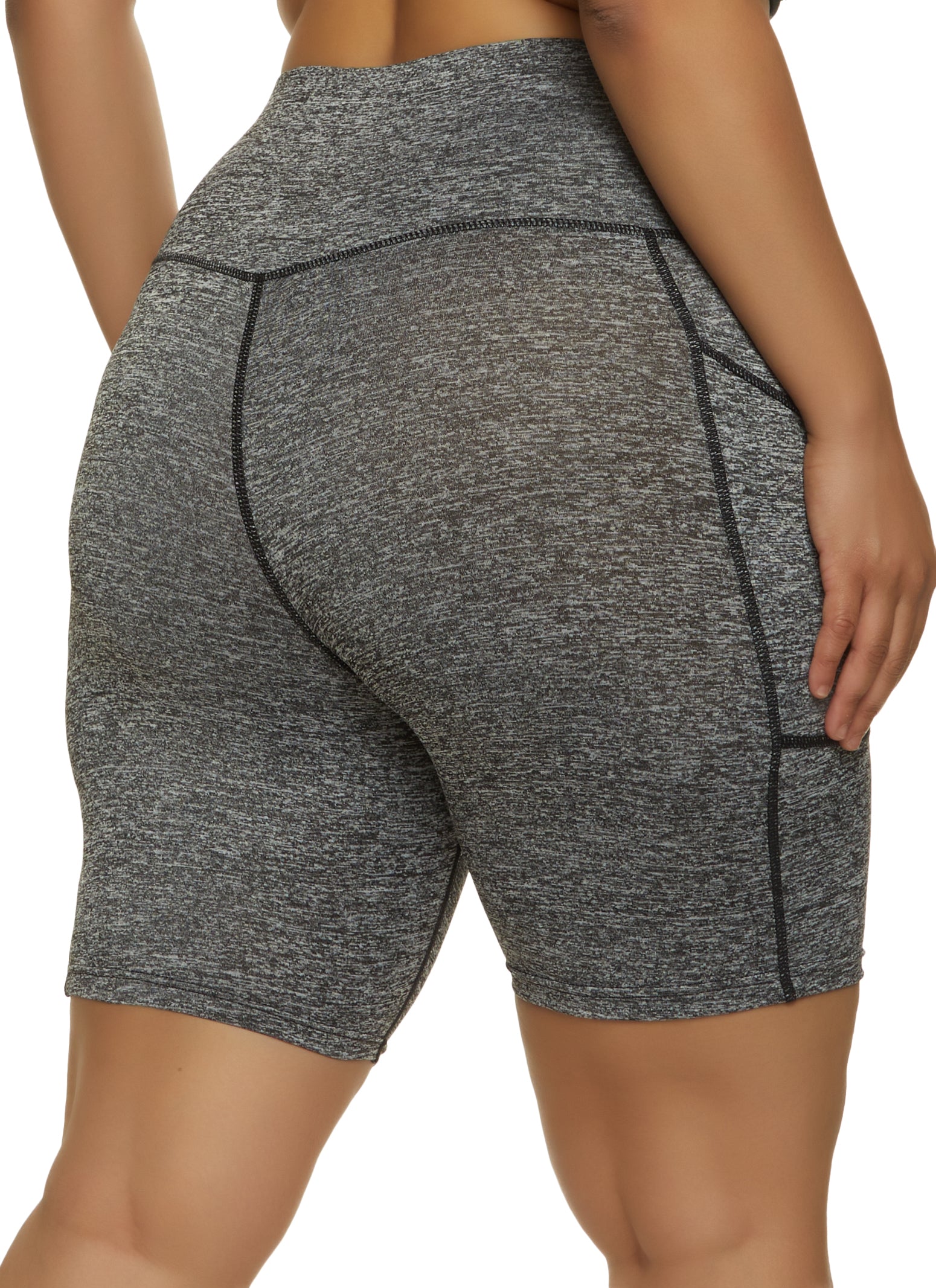 Plus Size High Waist Pocket Bike Shorts