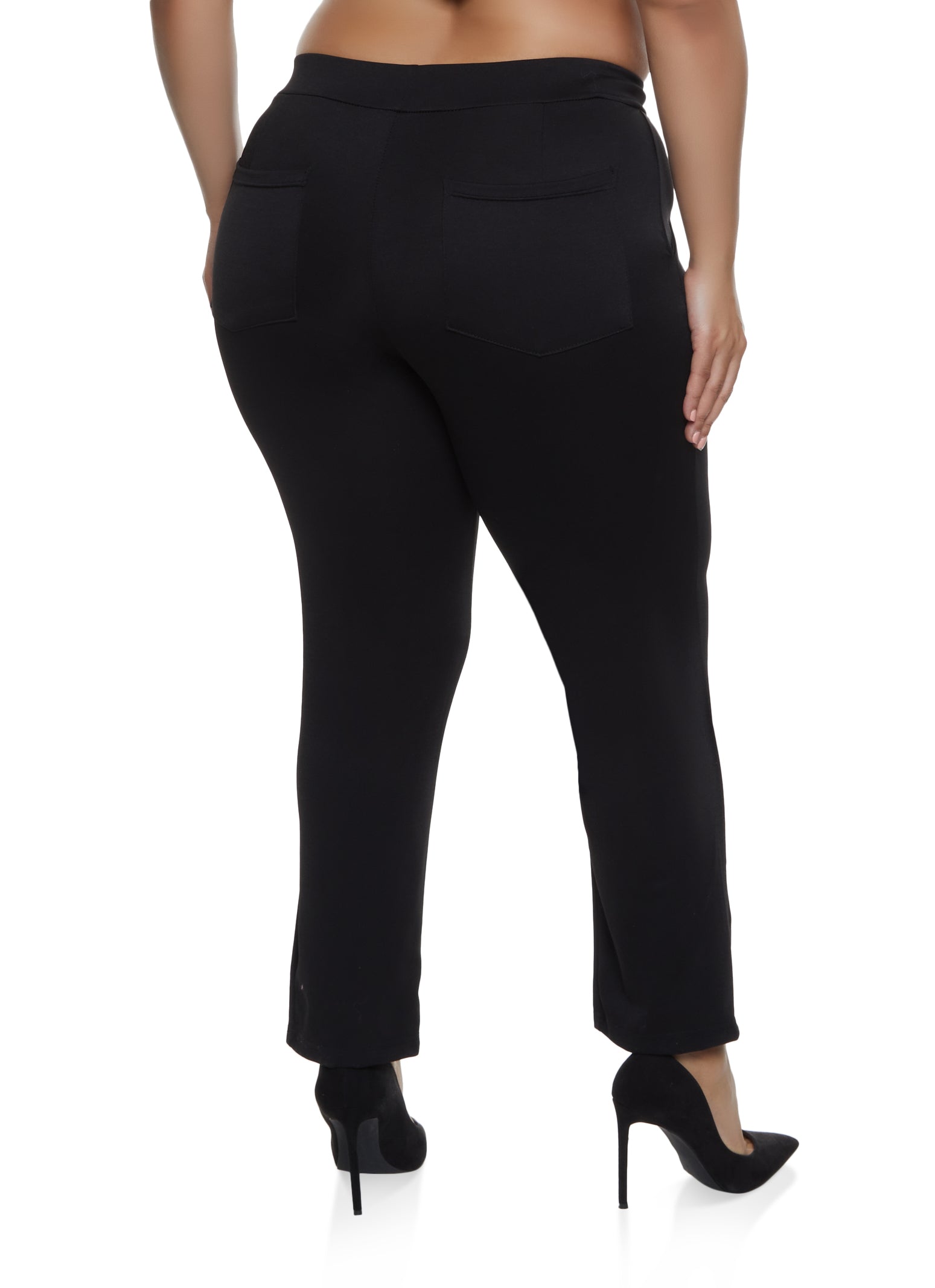 Plus Size Back Pocket Split Hem Pants