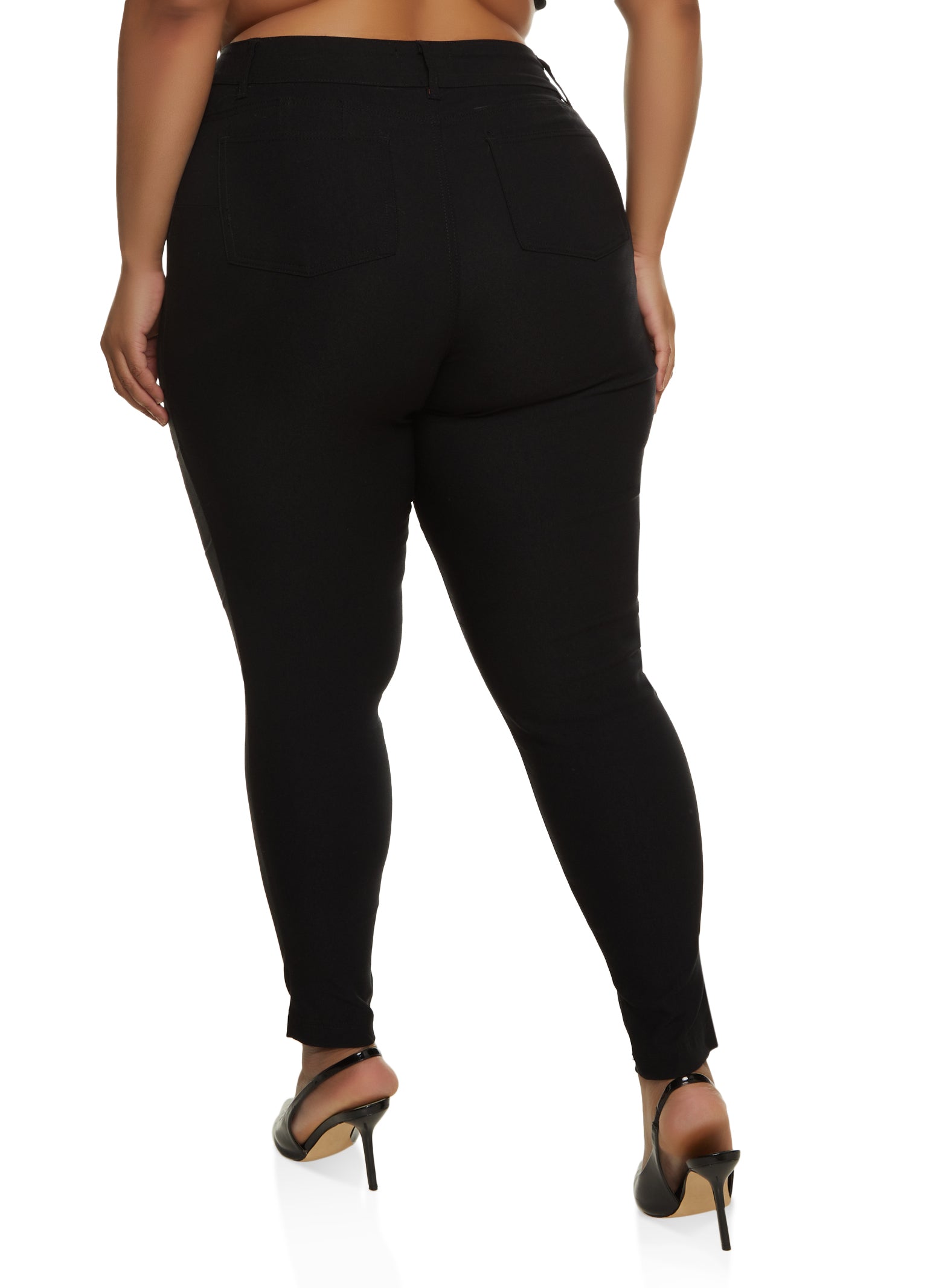 Plus Size 3 Button Hyperstretch Skinny Pants