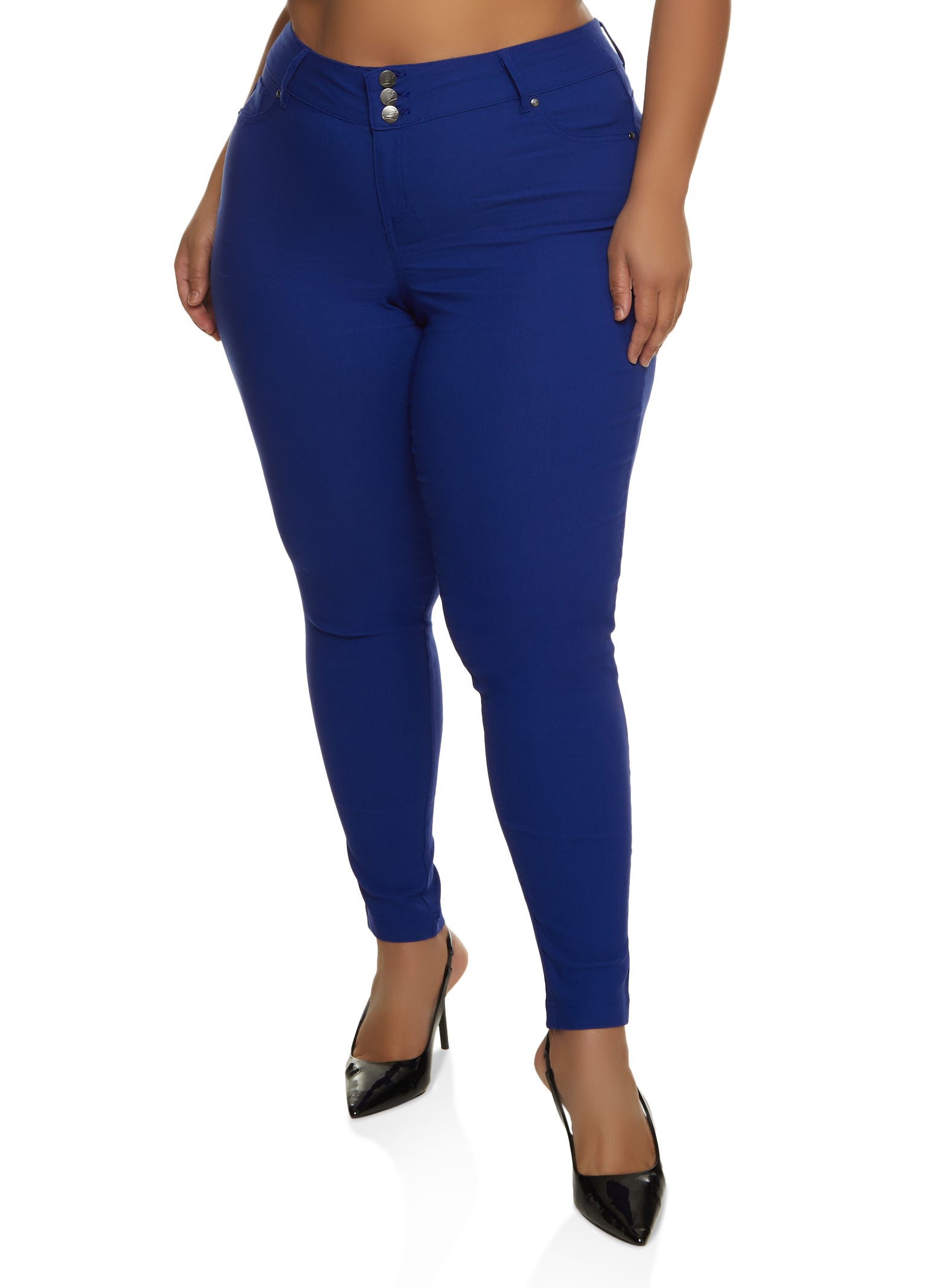 Plus Size 3 Button Hyperstretch Skinny Pants
