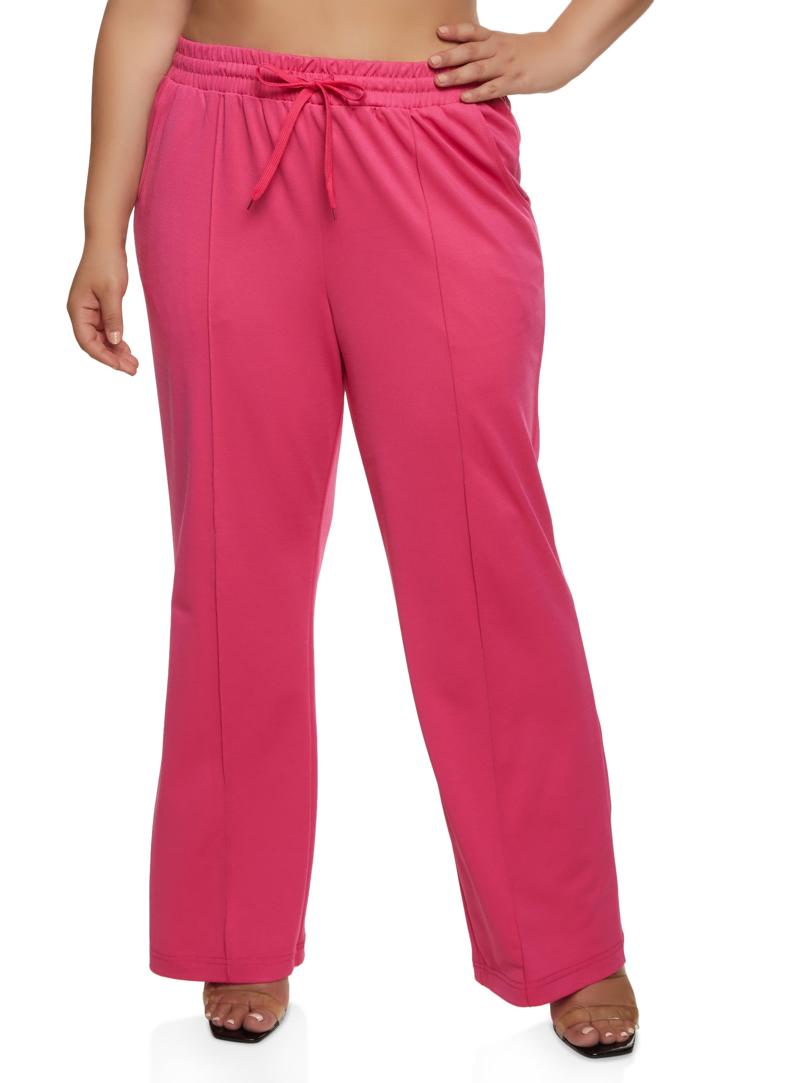 Plus Size Ponte Drawstring High Waisted Pants