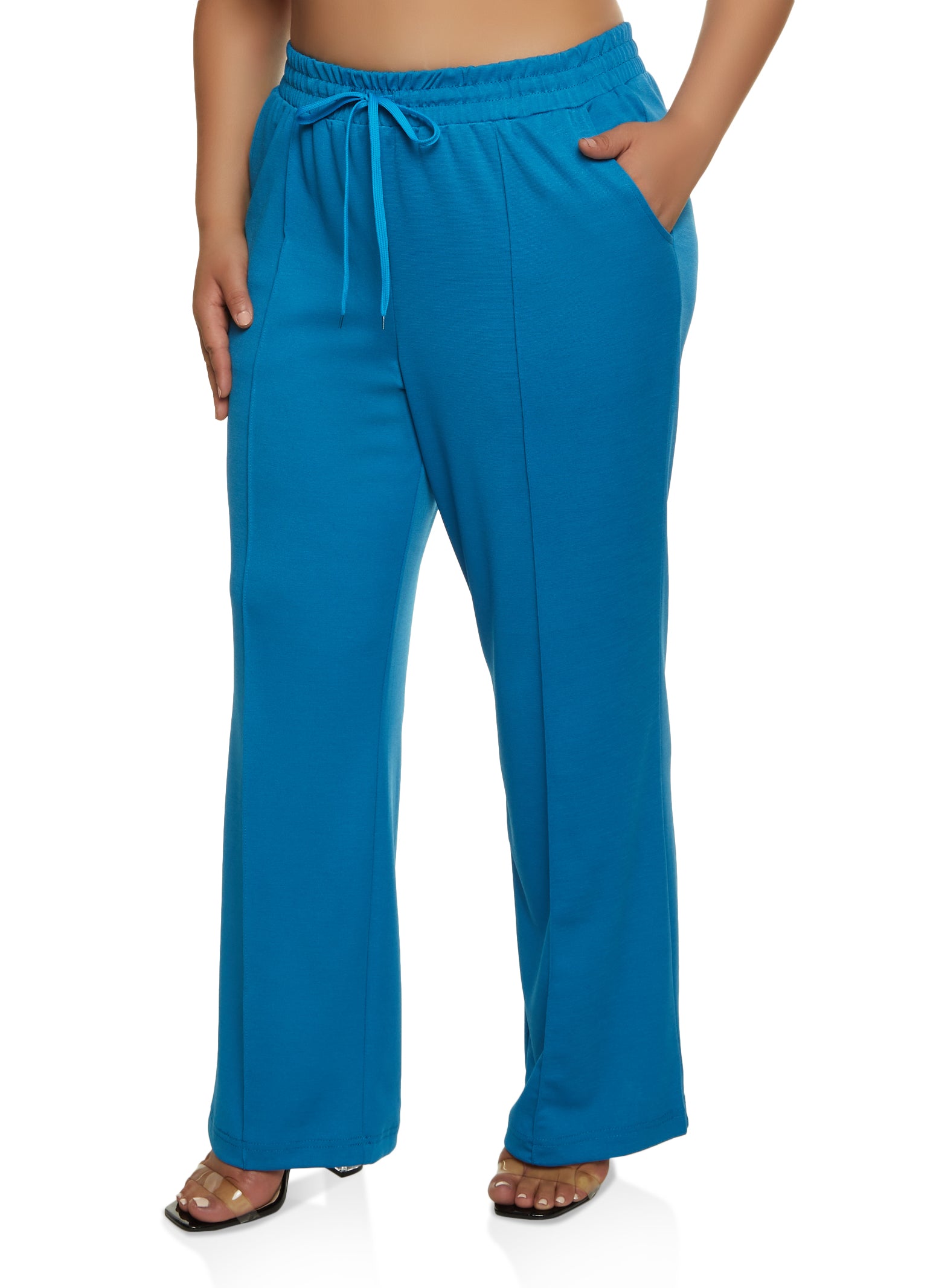 Plus Size Ponte Drawstring High Waisted Pants
