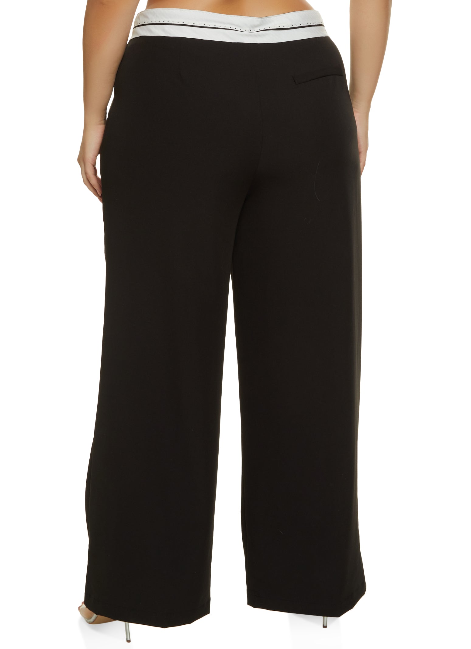 Plus Size Reverse Waistband Trousers