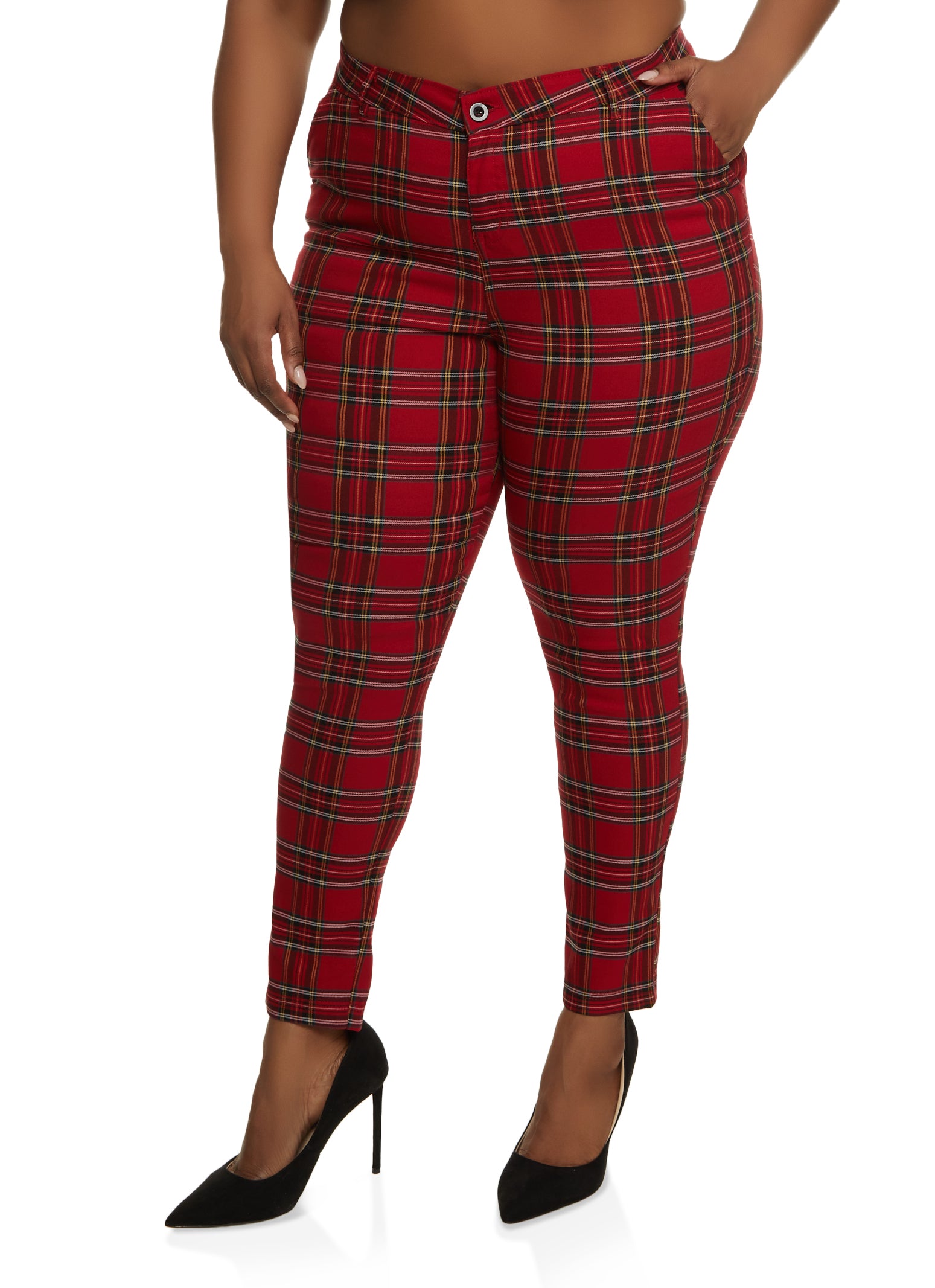 Plus Size Printed High Waisted Dress Pants