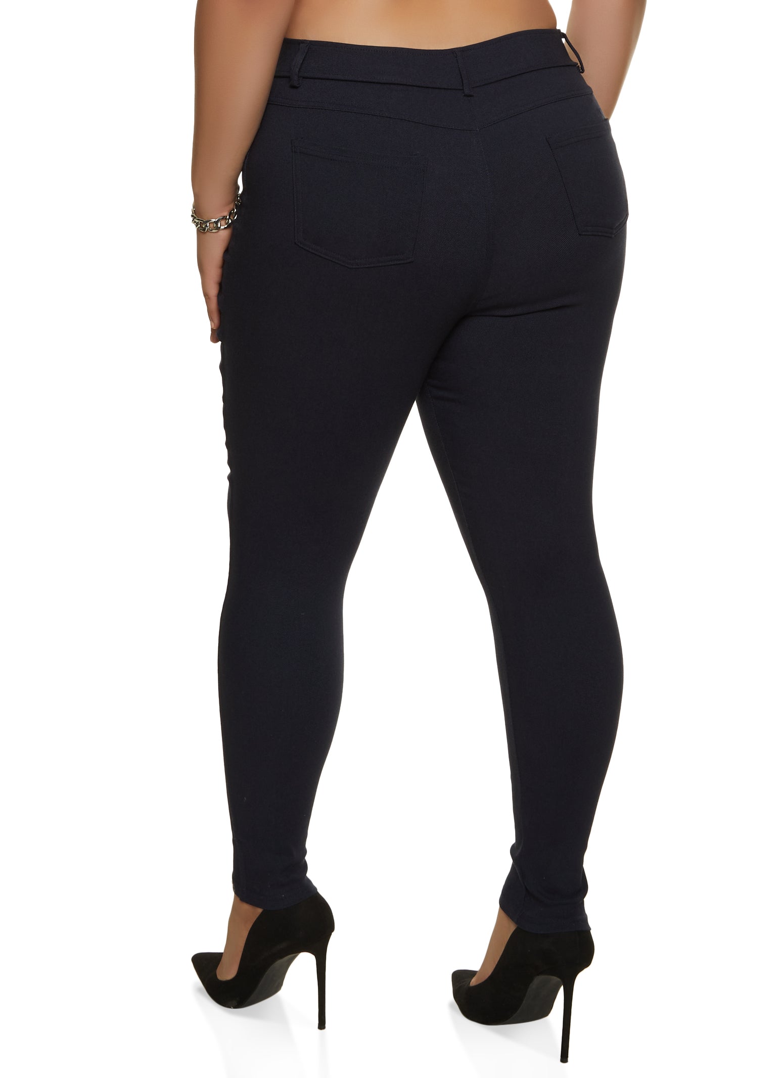 Plus Size Ponte Faux Pocket Dress Pants