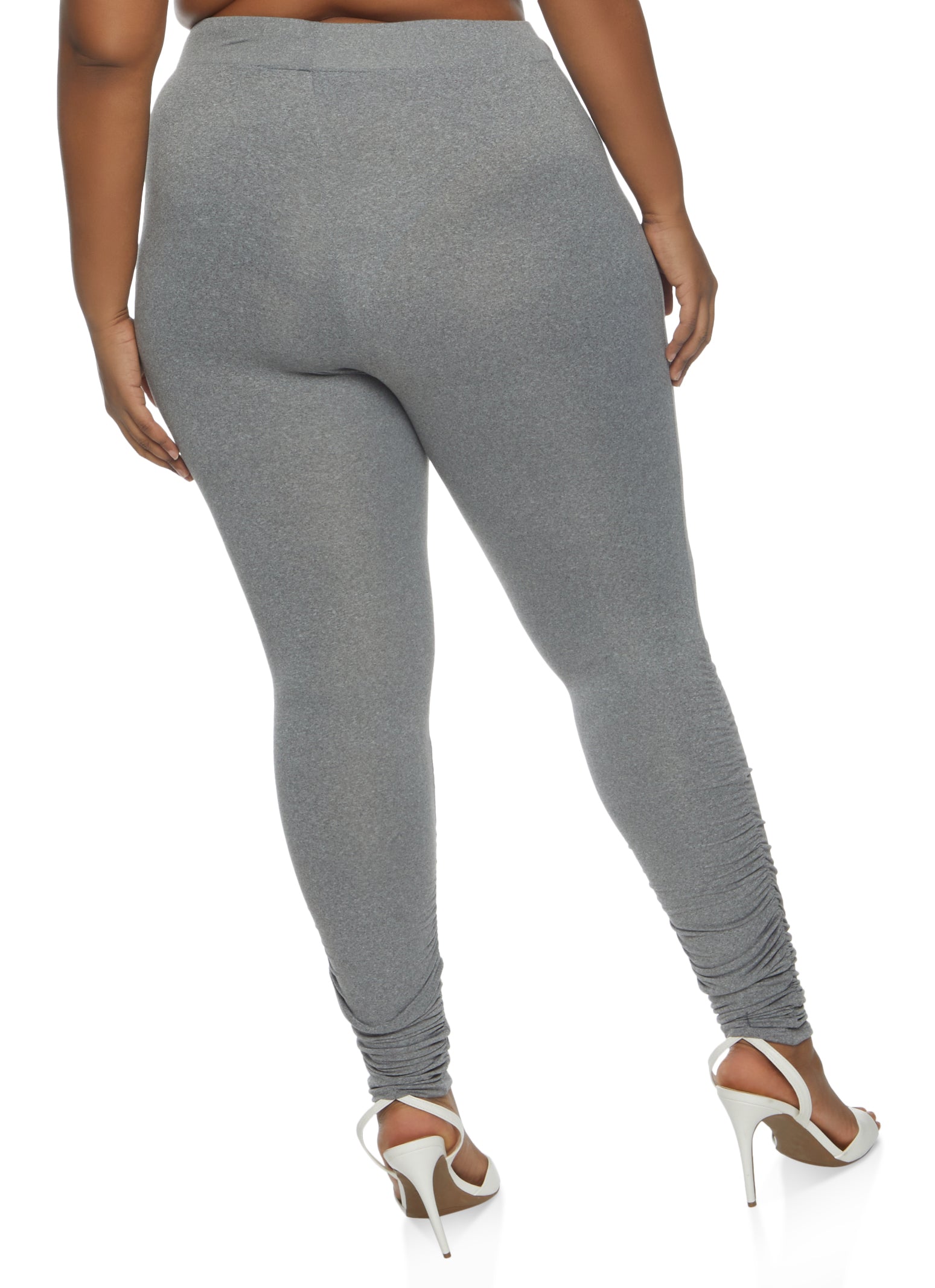 Plus Size Solid High Waist Stacked Leggings