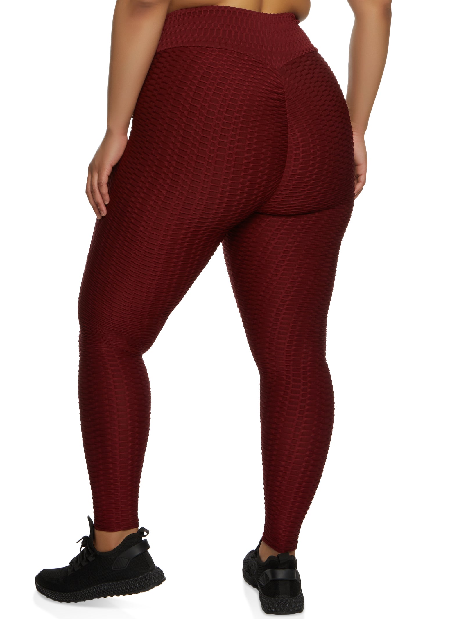 Plus Size High Waisted Waffle Knit Leggings