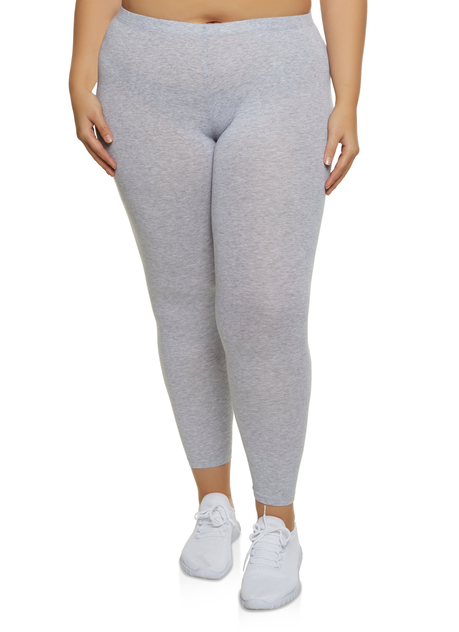 Plus Size Solid High Rise Leggings - Heather