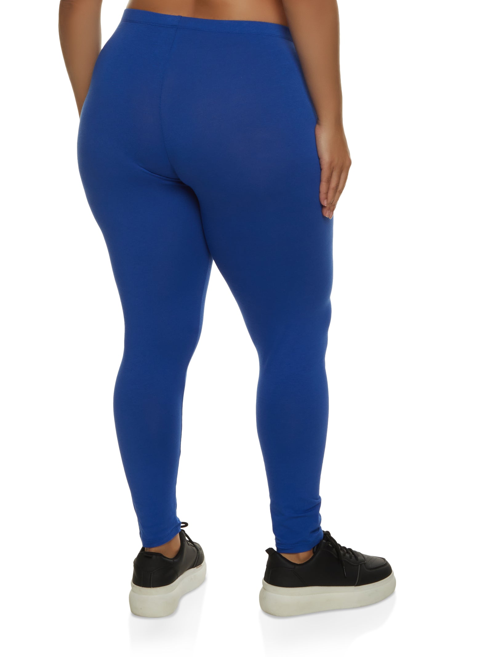 Plus Size Basic High Waist Leggings - Royal Blue