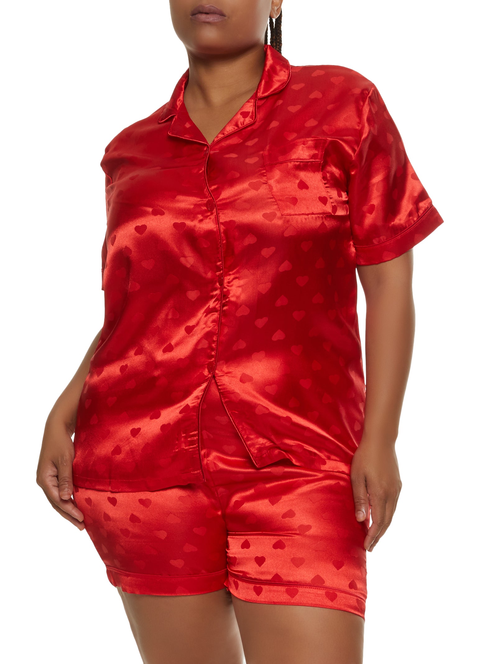 Plus size 2025 satin short pajamas