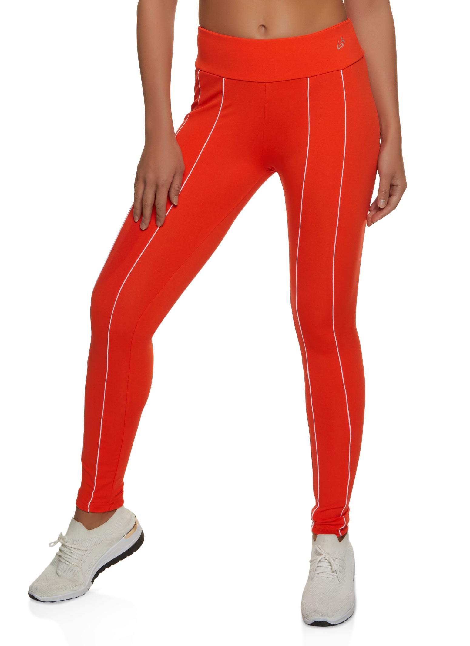 Contrast Piping Detail Leggings - Red
