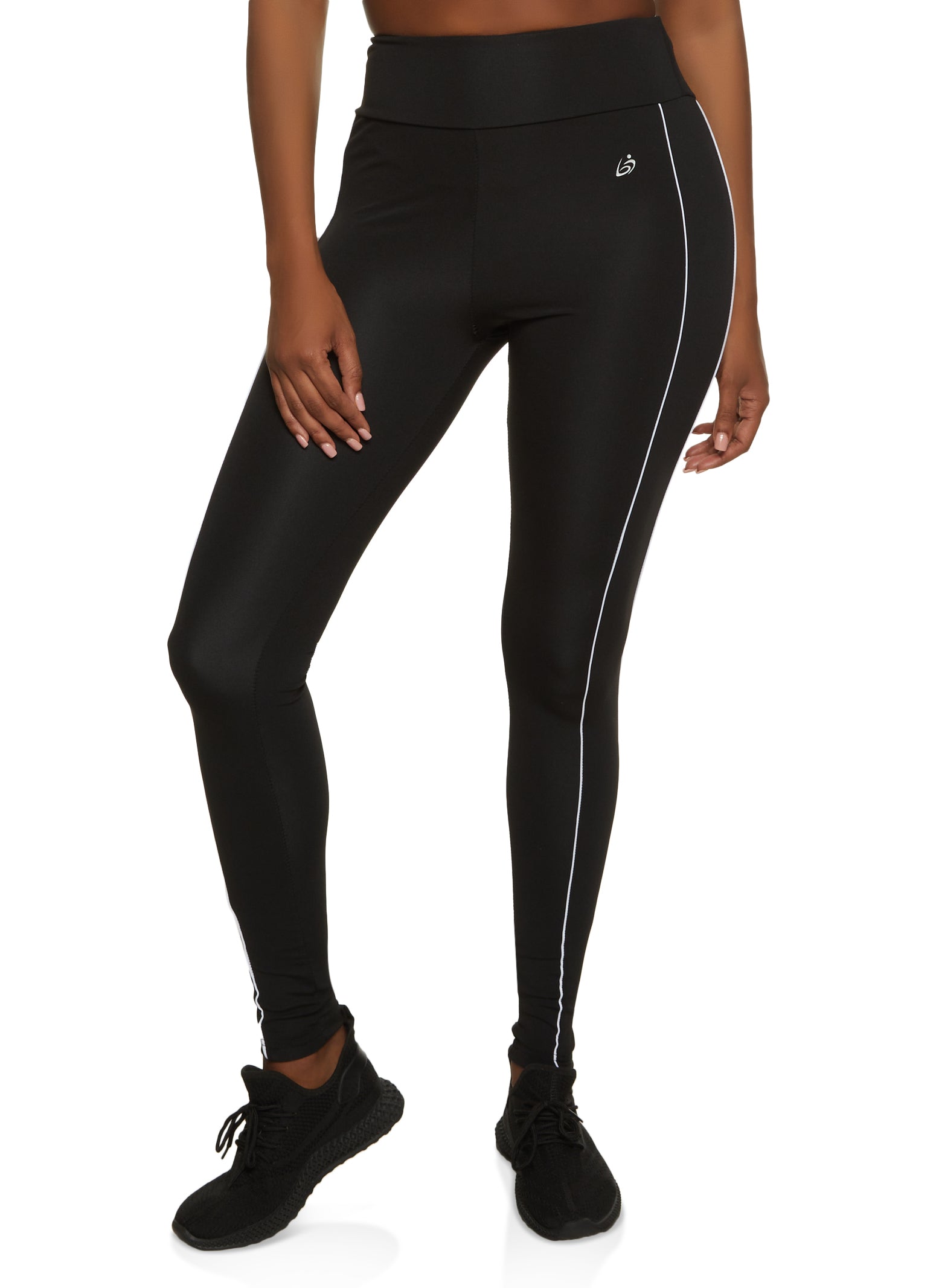 Contrast Piping Active Leggings - Black