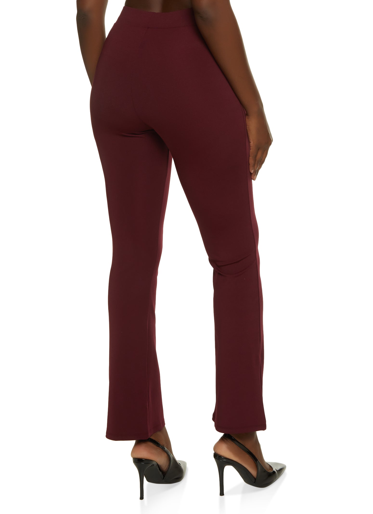 Pull On Flared Dress Pants - Burgundy