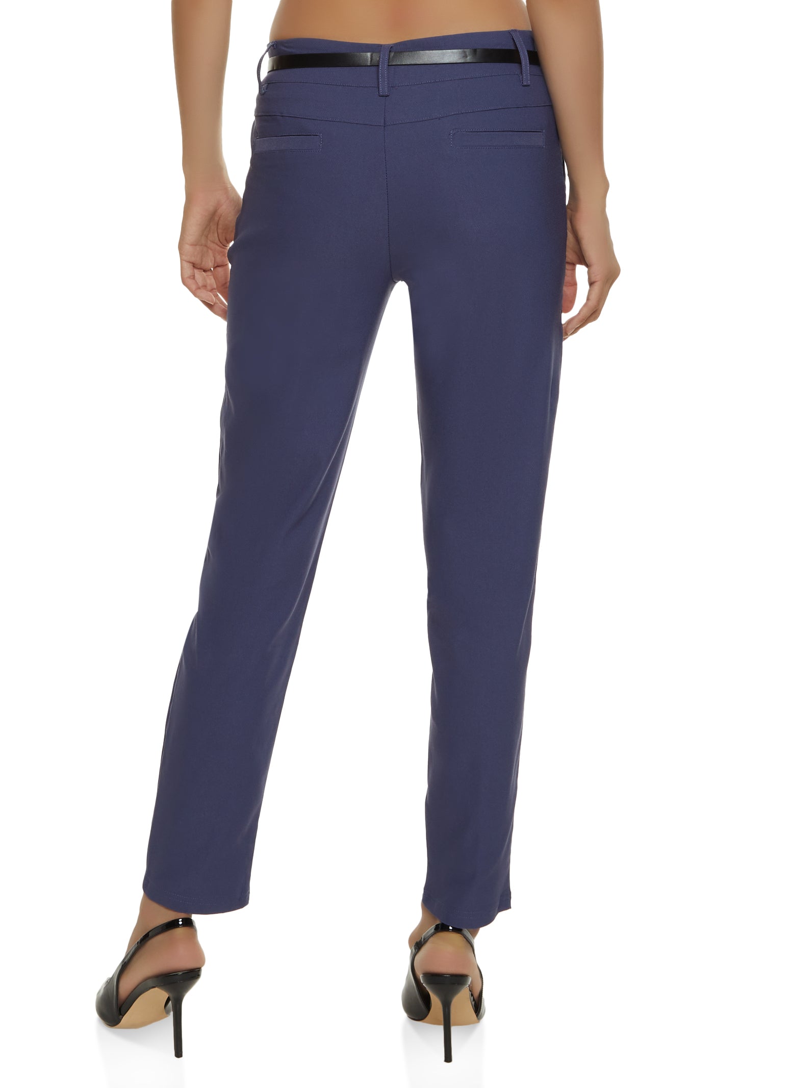 Twill Belted Ankle Dress Pants