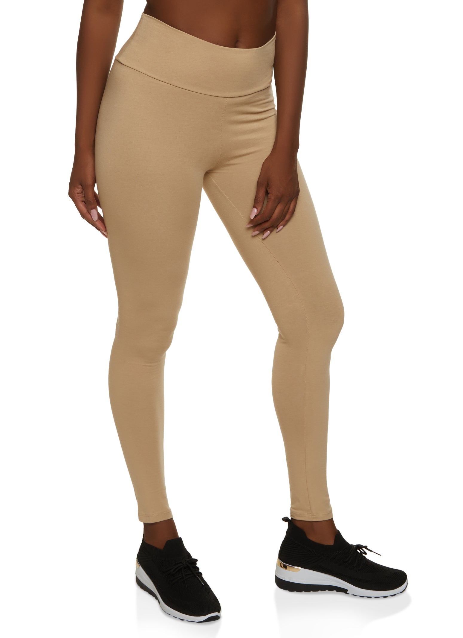 Solid High Rise Leggings - Khaki