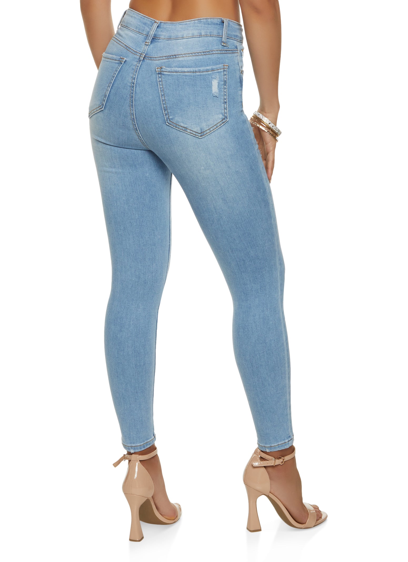 WAX Basic Distressed High Waist Skinny Jeans