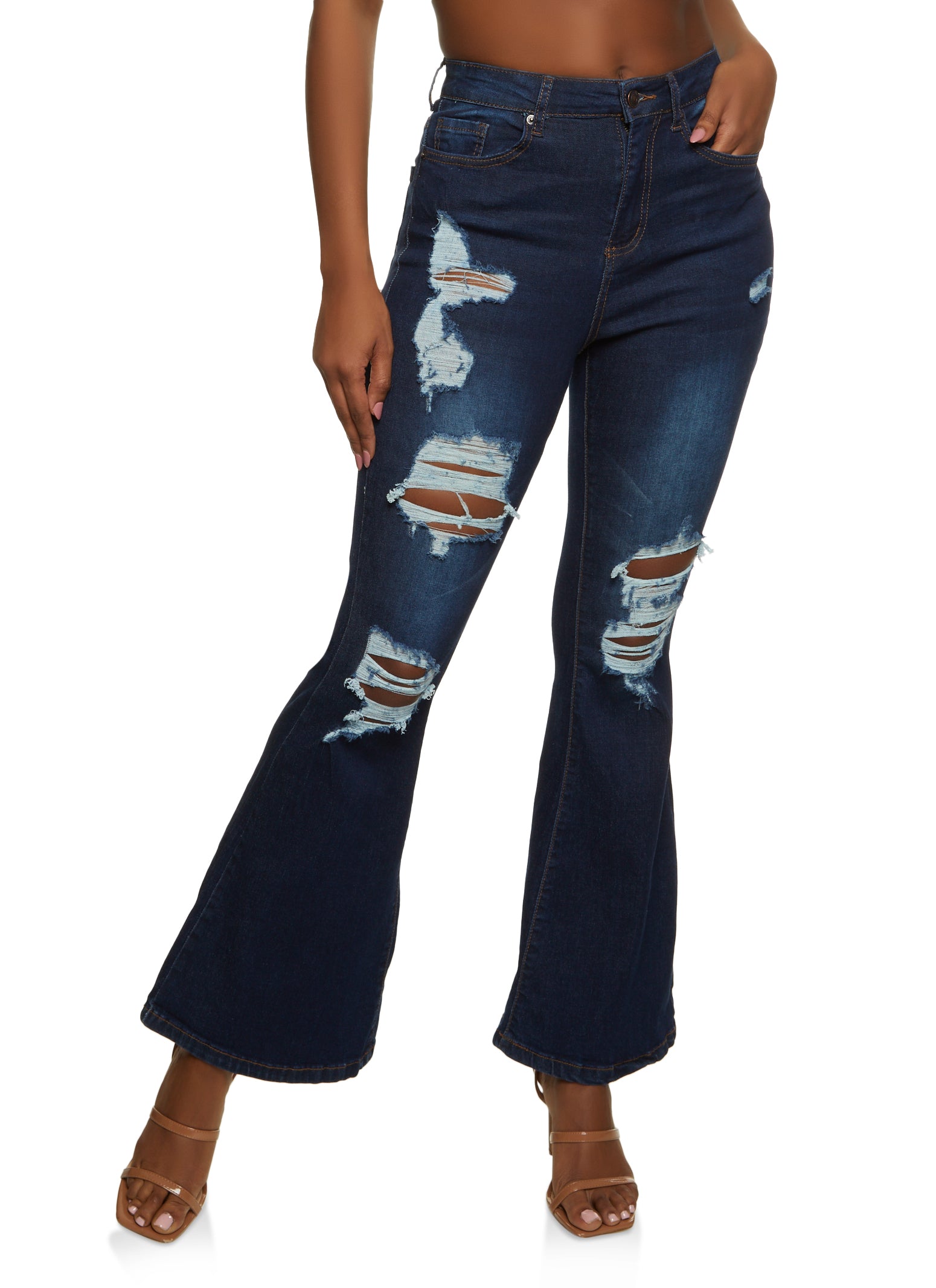 WAX Distressed Flare Jeans