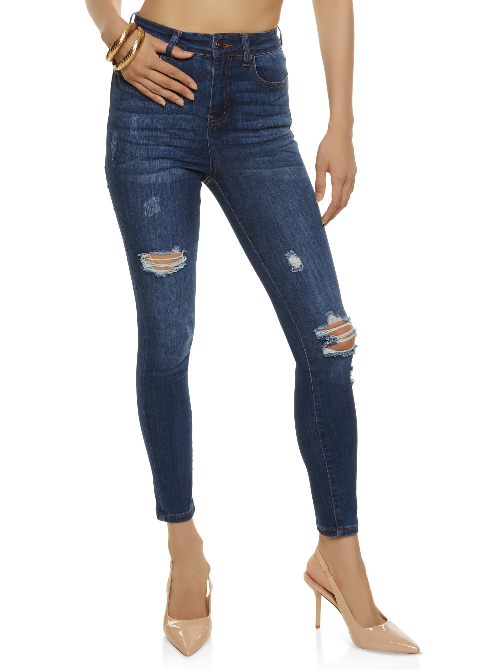 WAX Stretch Distressed High Rise Jeans