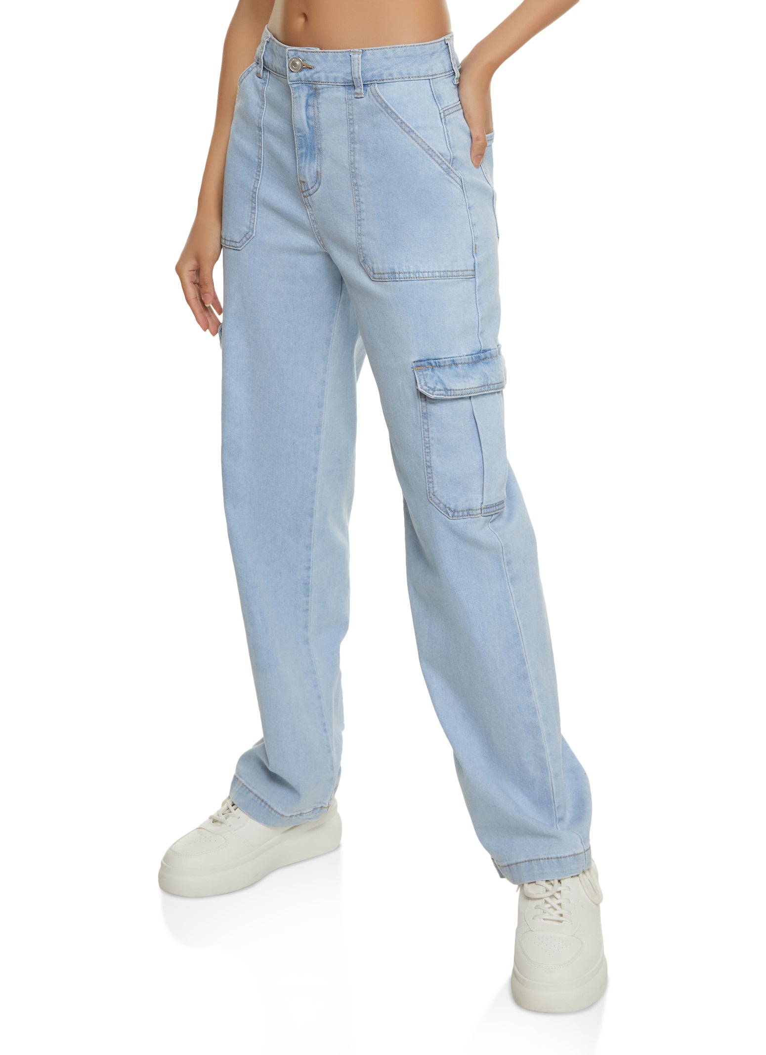 WAX Wide Leg Pocket Detail Cargo Jeans
