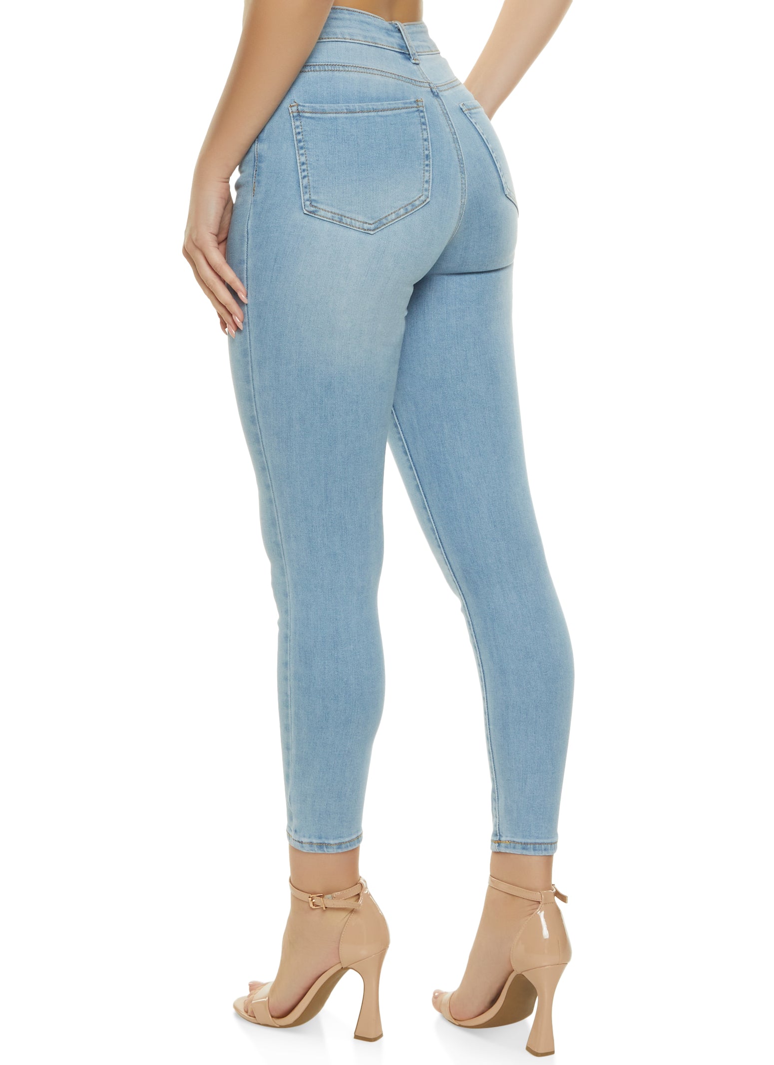 WAX High Rise Solid Cropped Skinny Jeans