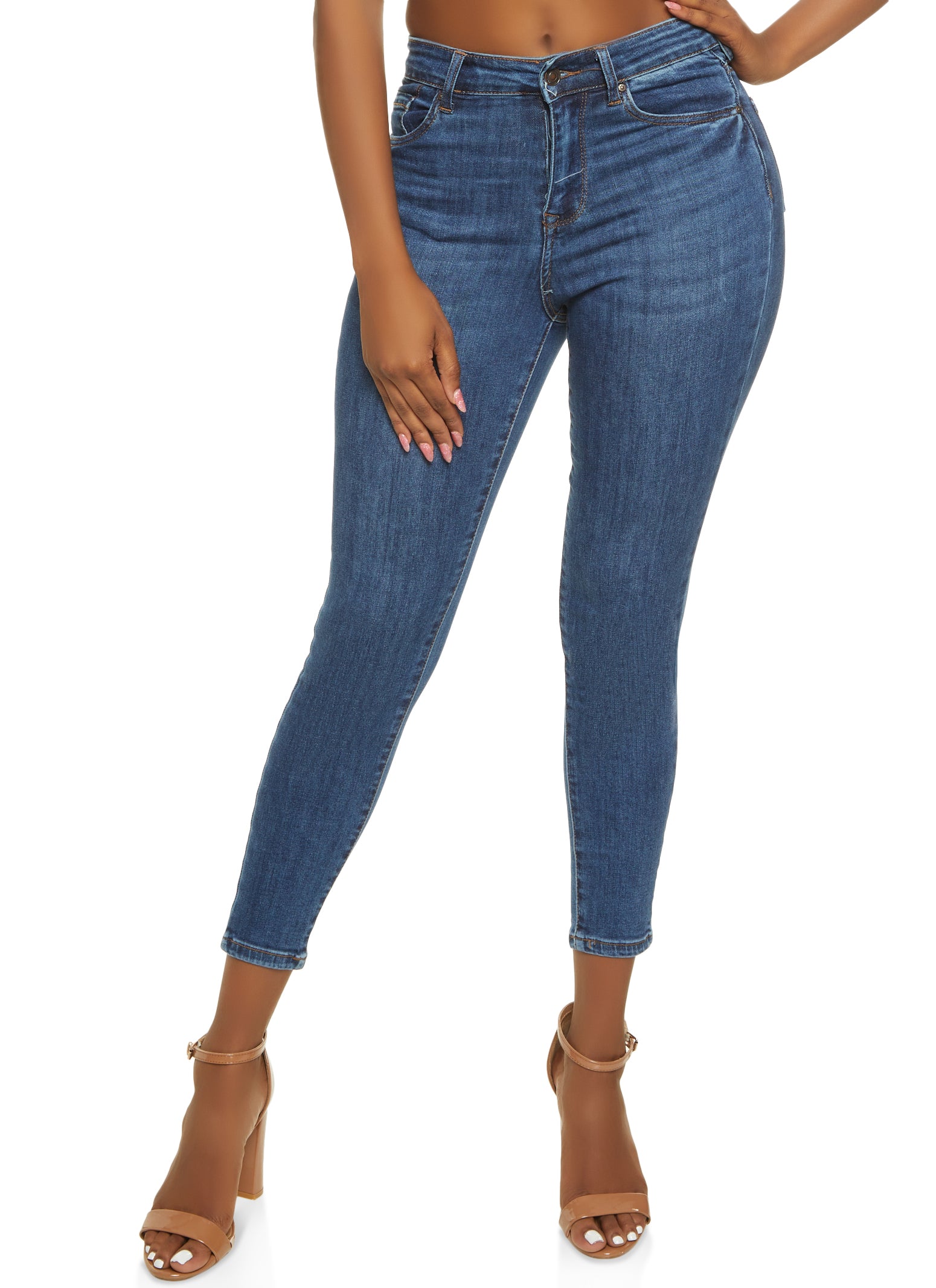 WAX High Rise Solid Cropped Skinny Jeans