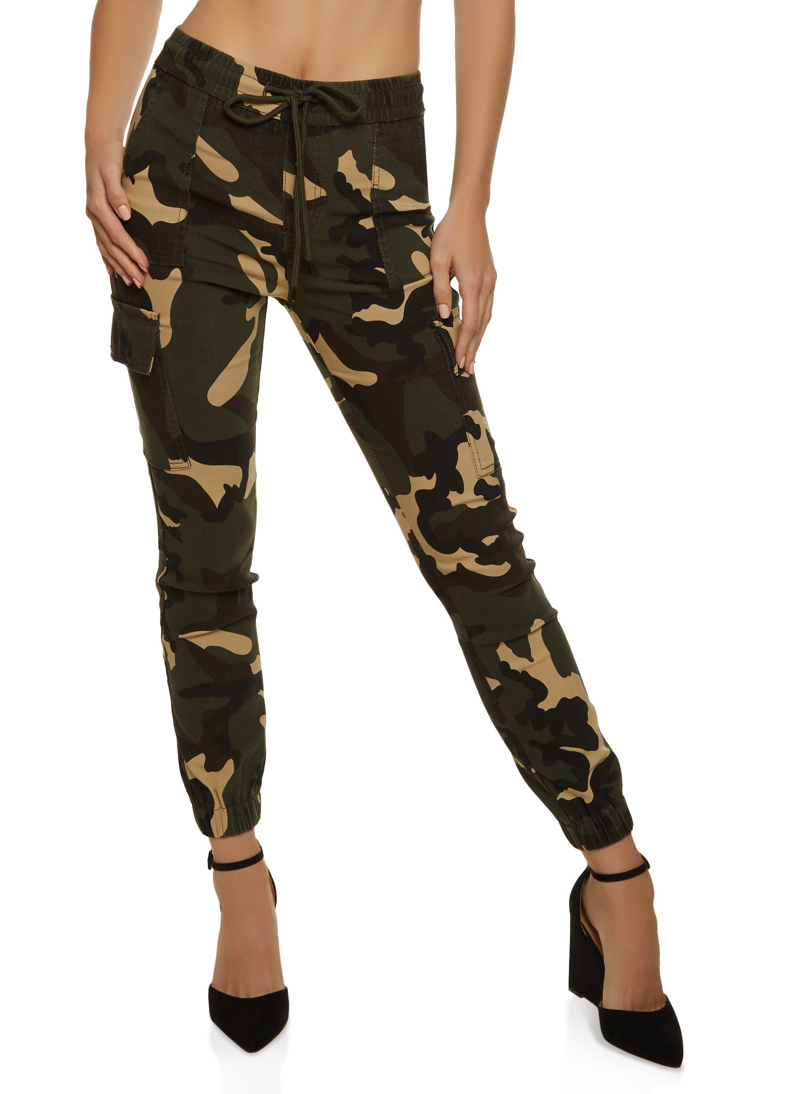 Drawstring Camo Cargo Pocket Joggers