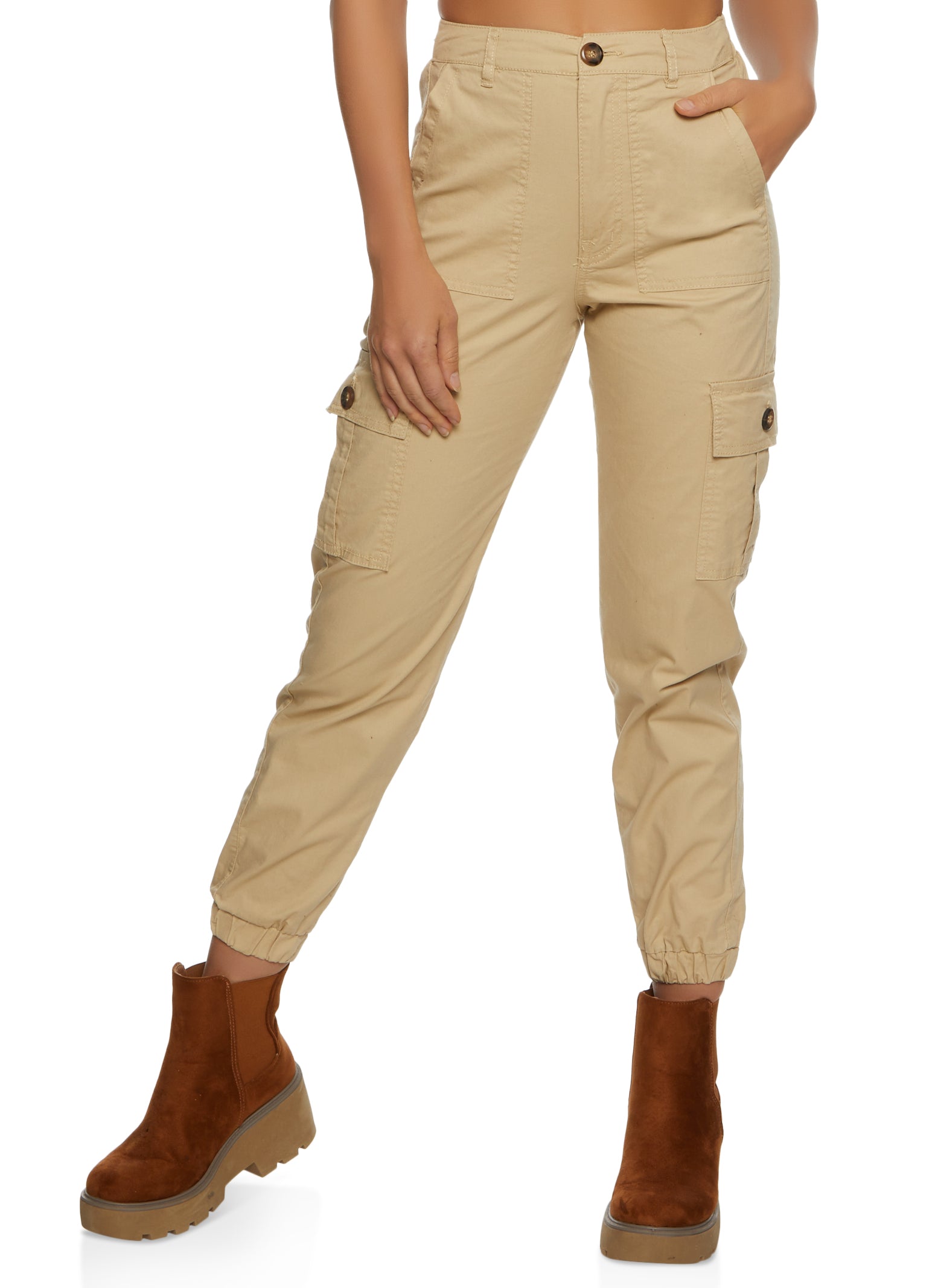 High Waisted Cargo Pocket Joggers