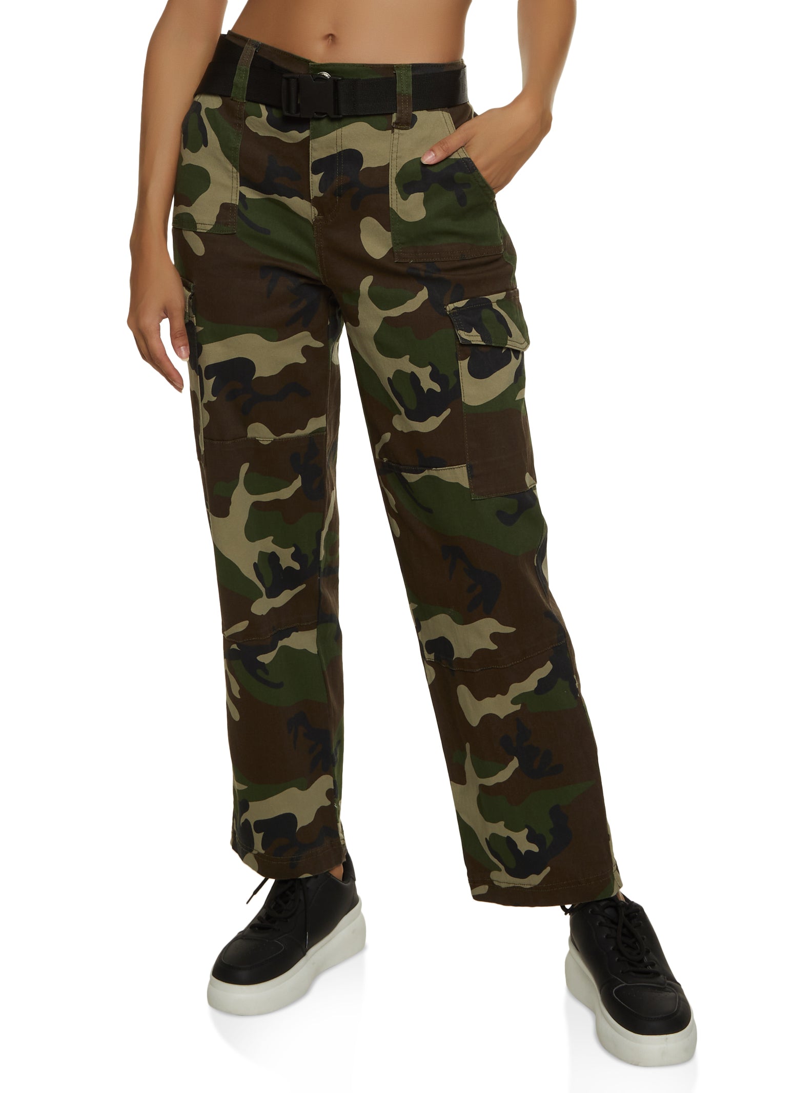 Camo Belted Cargo Pants