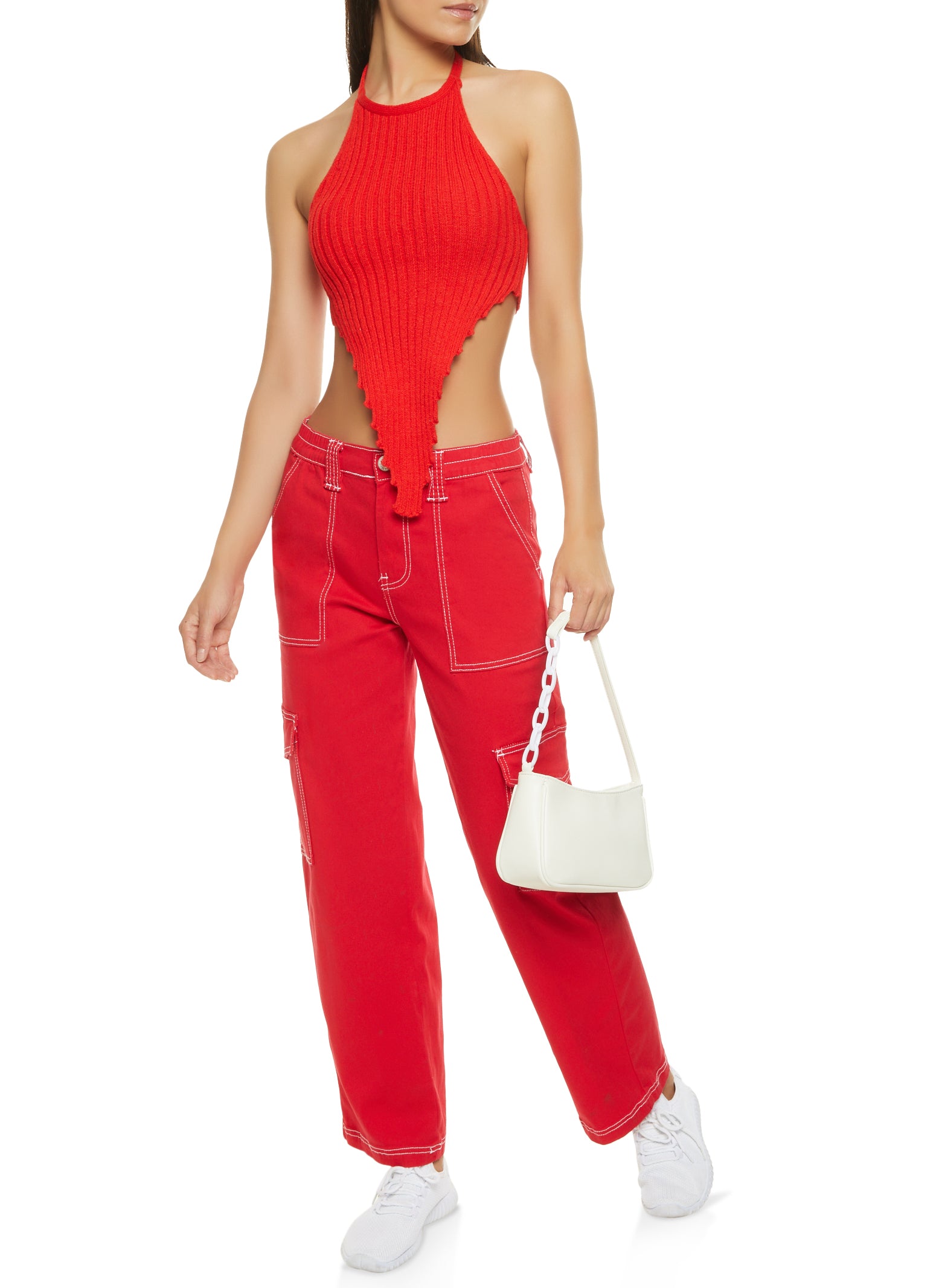 Contrast Stitch Cargo Pocket Pants