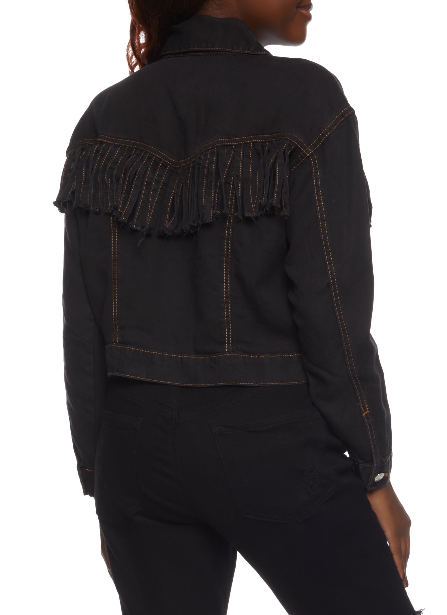 Fringe Cropped Denim Jacket