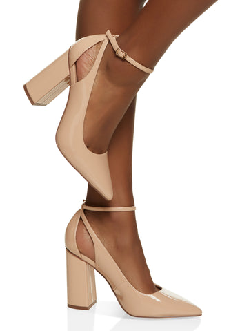 ABSOLUTEVY  Color Block Cap Toe Pumps - Nude