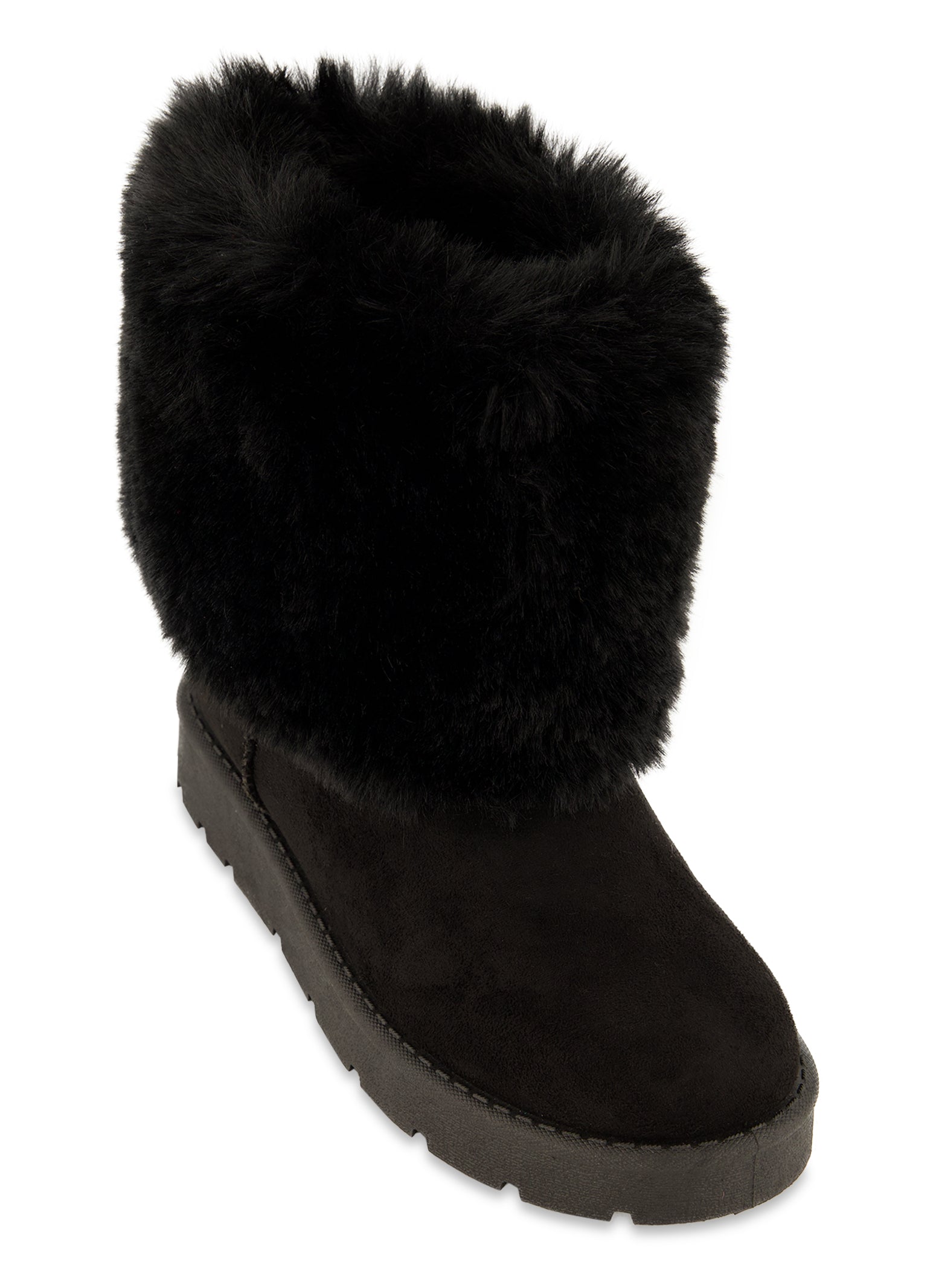 Faux Fur Cuff Platform Boots