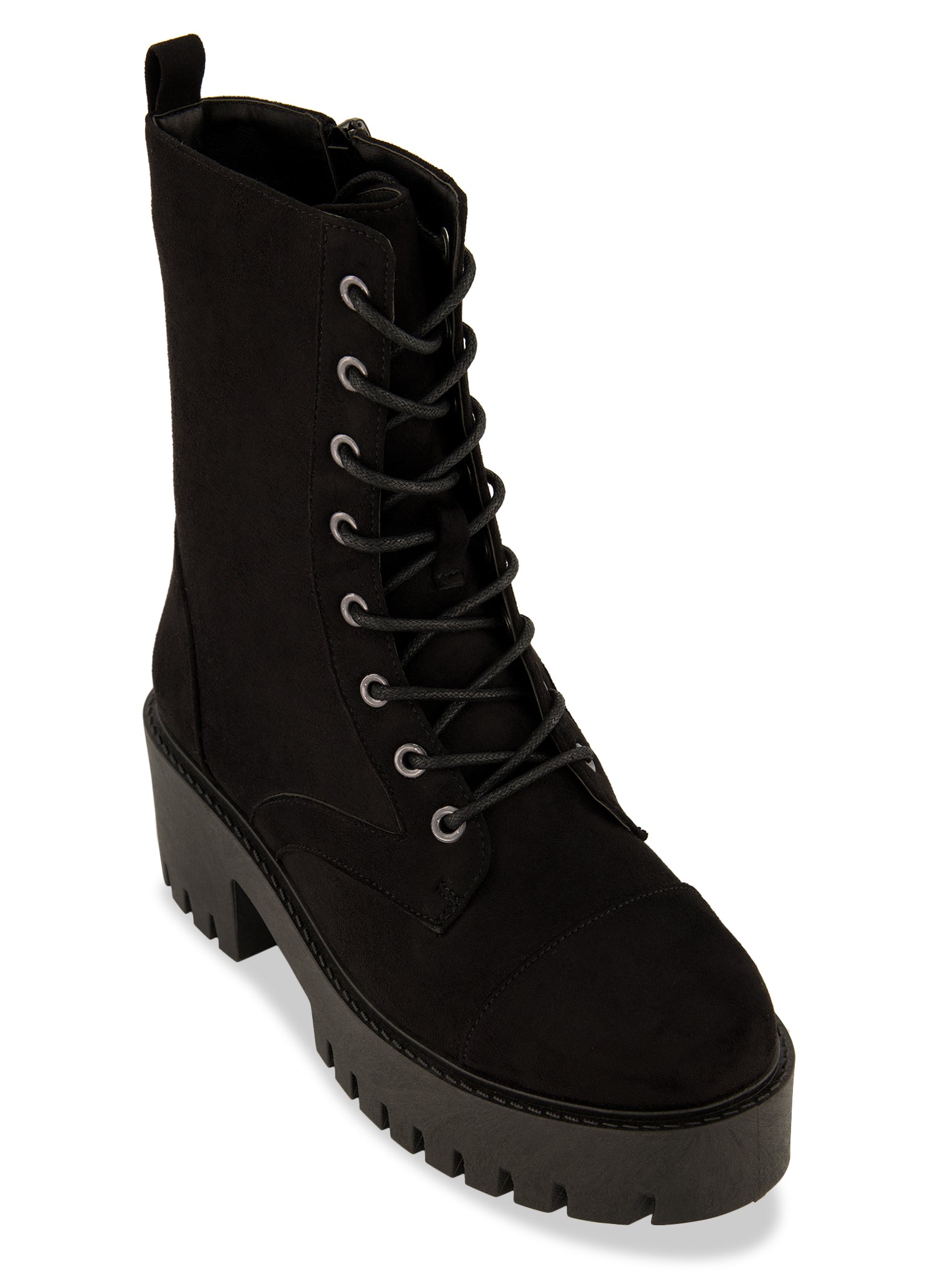 Lace Up Side Zip Platform Combat Boots