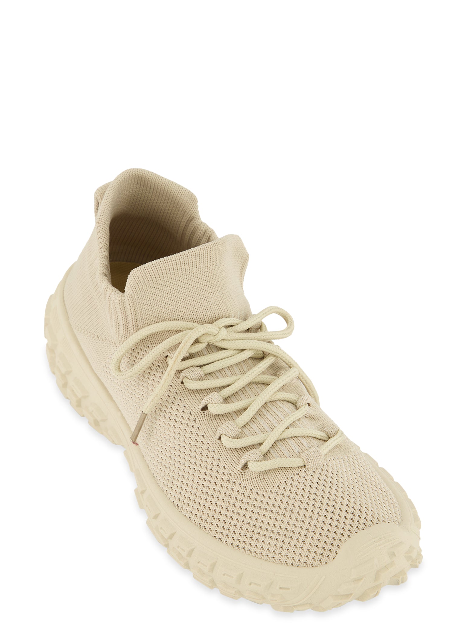 Solid Textured Knit Lace Up Athletic Sneakers