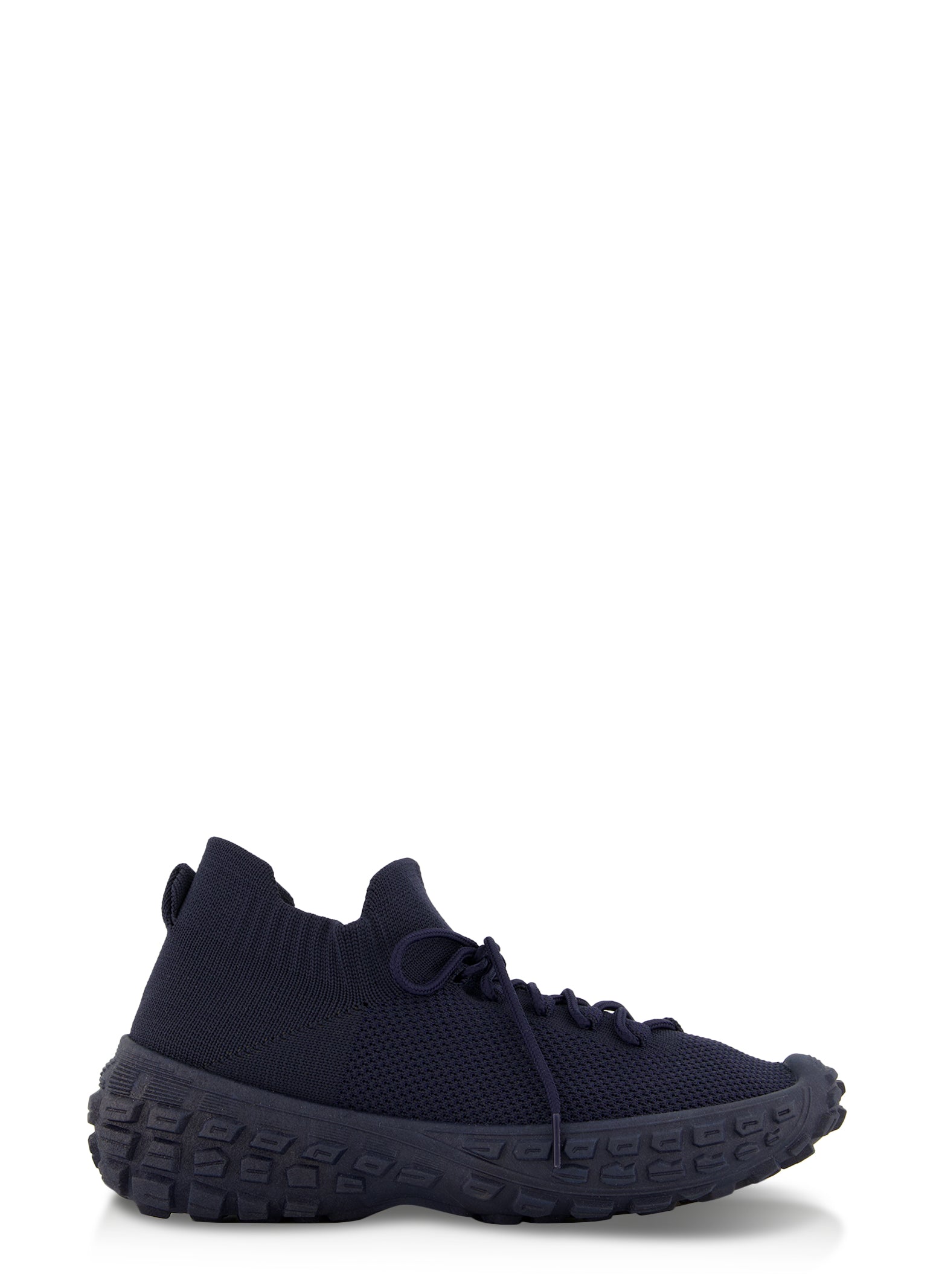 Solid Textured Knit Lace Up Athletic Sneakers