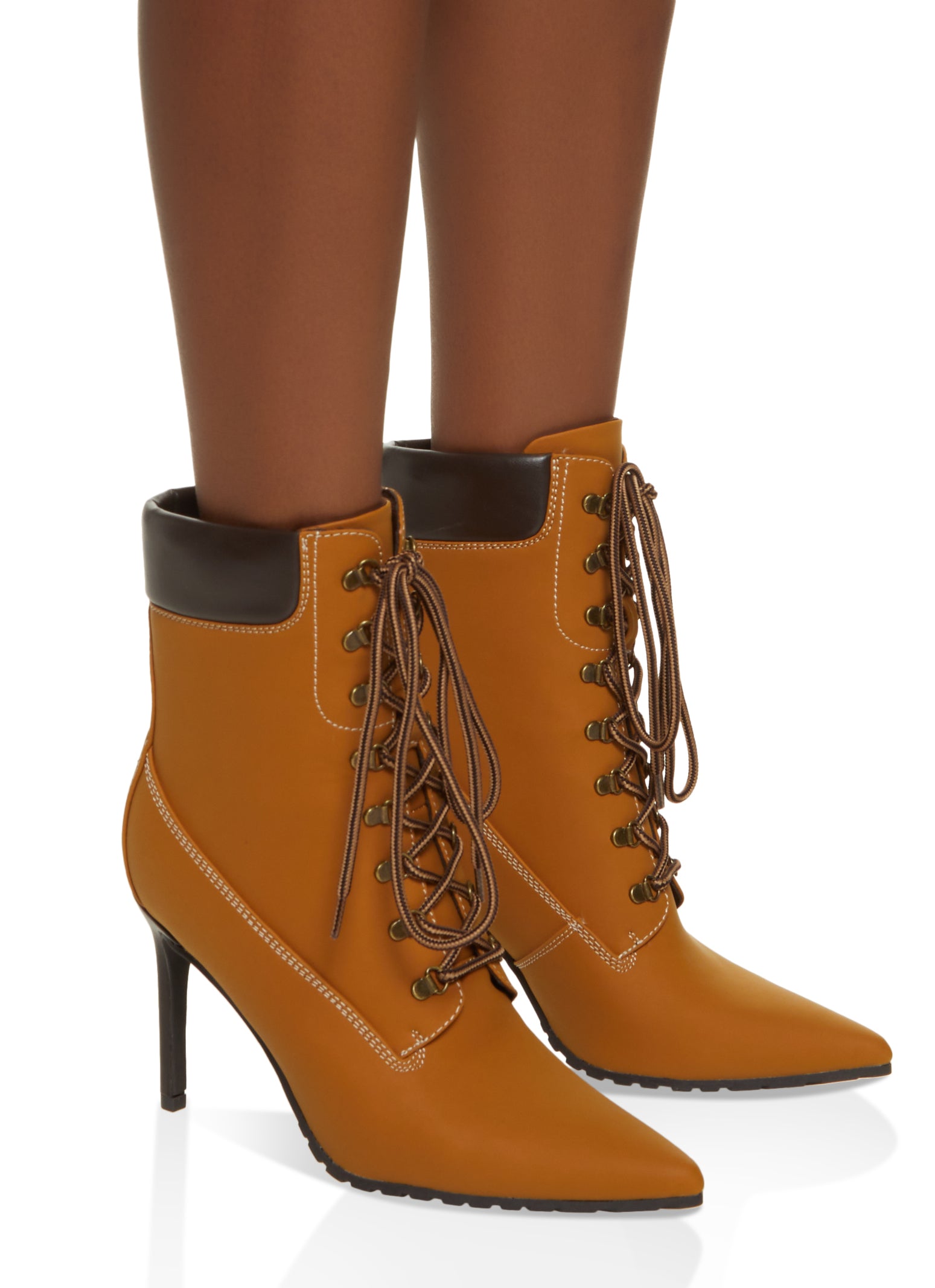 Pointed Toe Lace Up Stiletto Boots