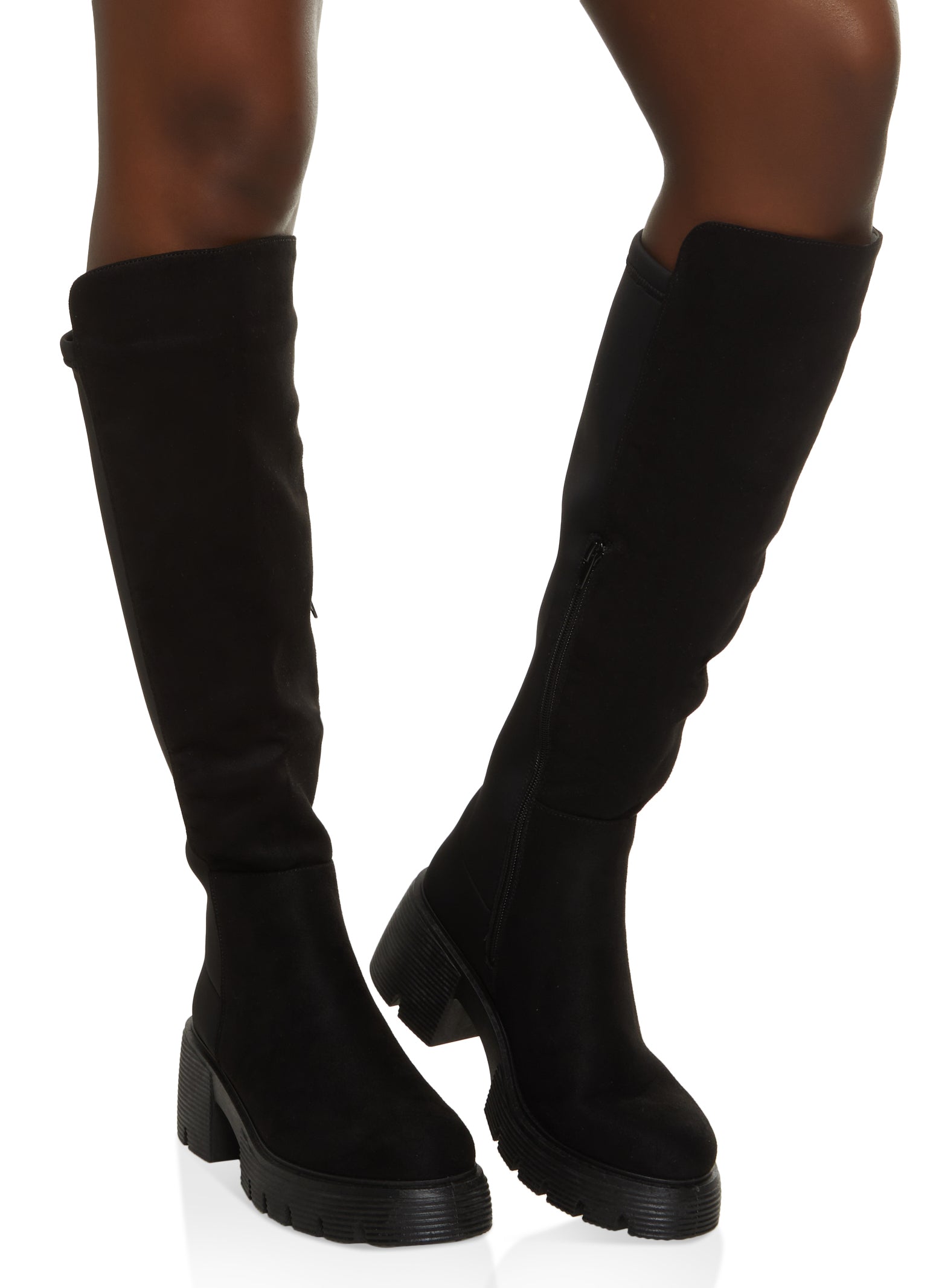 suede tall black boots