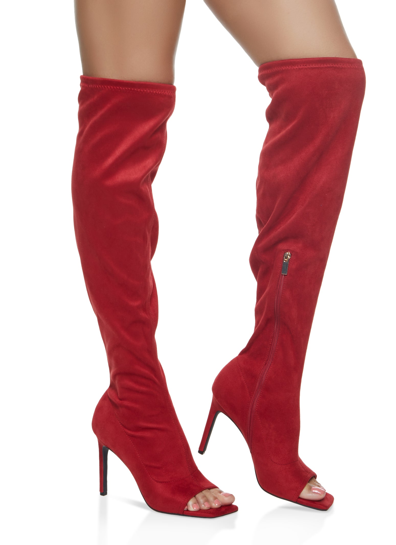 open toe boots knee high