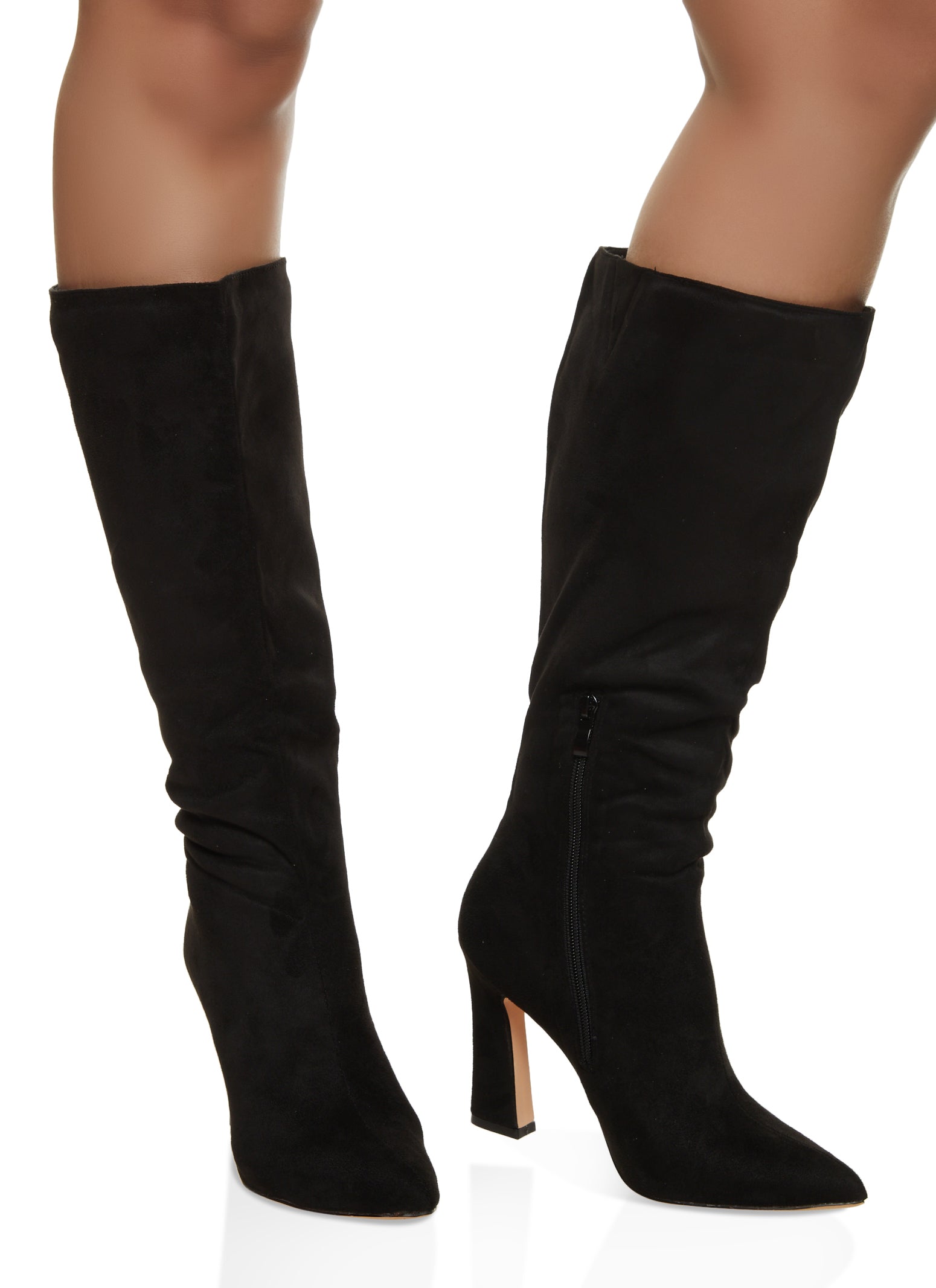 Faux Suede Pointed Toe Boots
