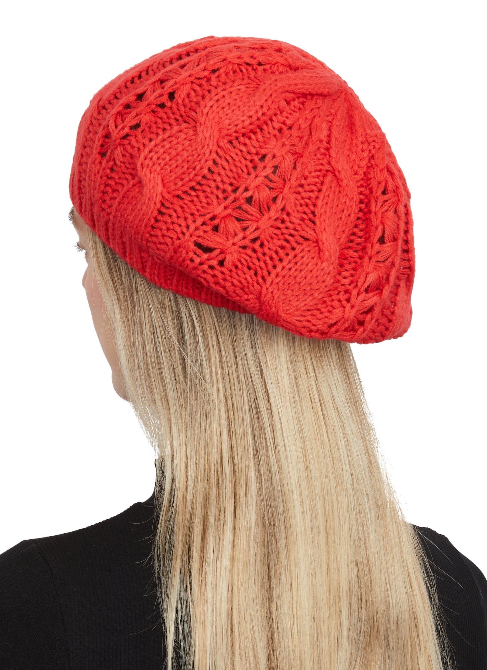Solid Cable Knit Beret