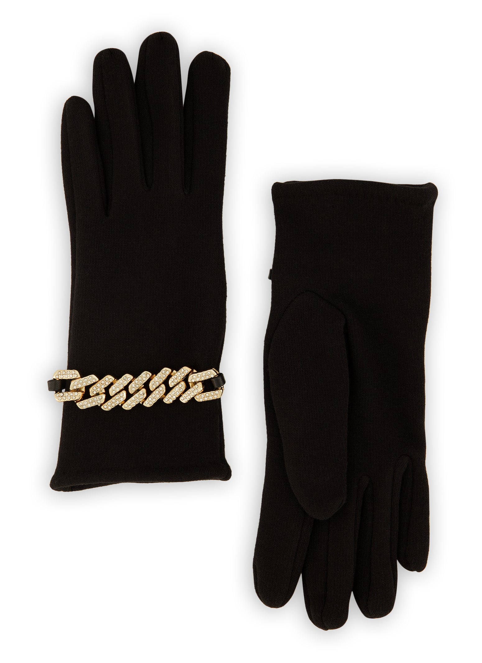 Rhinestone Chain Detail Gloves