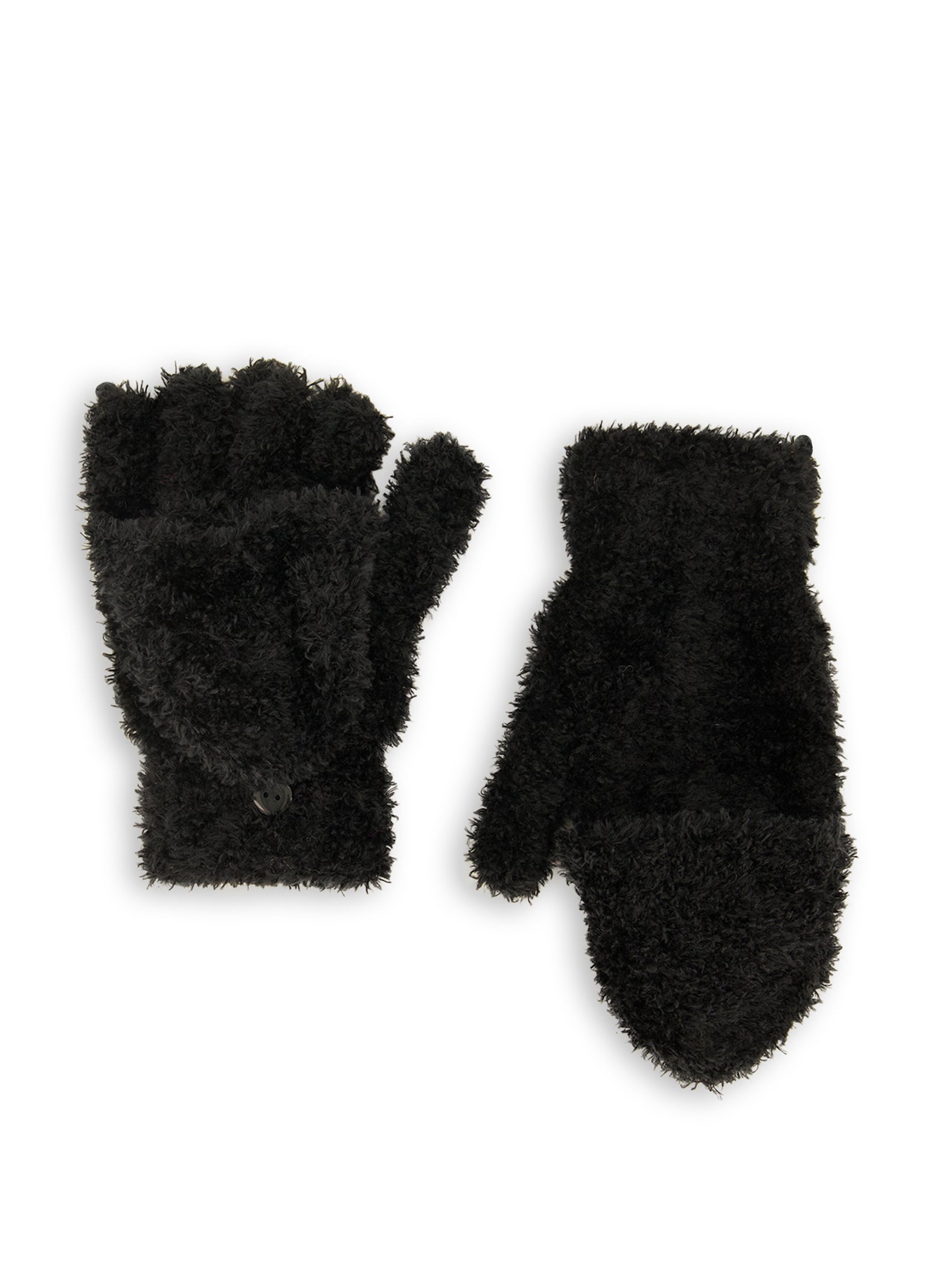 Eyelash Knit Button Detail Flip Top Gloves