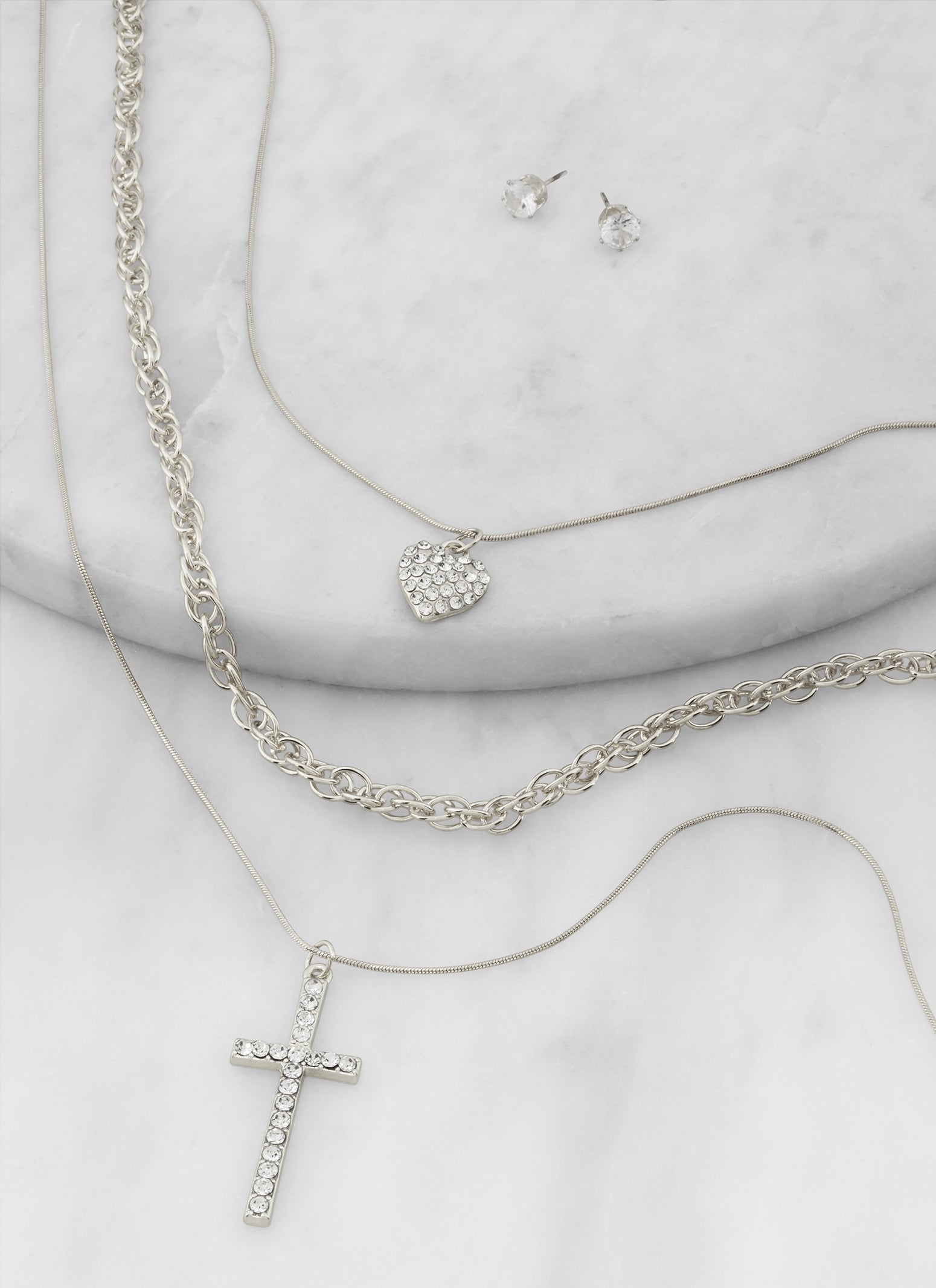 Rocksbox: Sterling Silver Shimmer & Box Chain Layered Necklace by Demifine  by Rocksbox