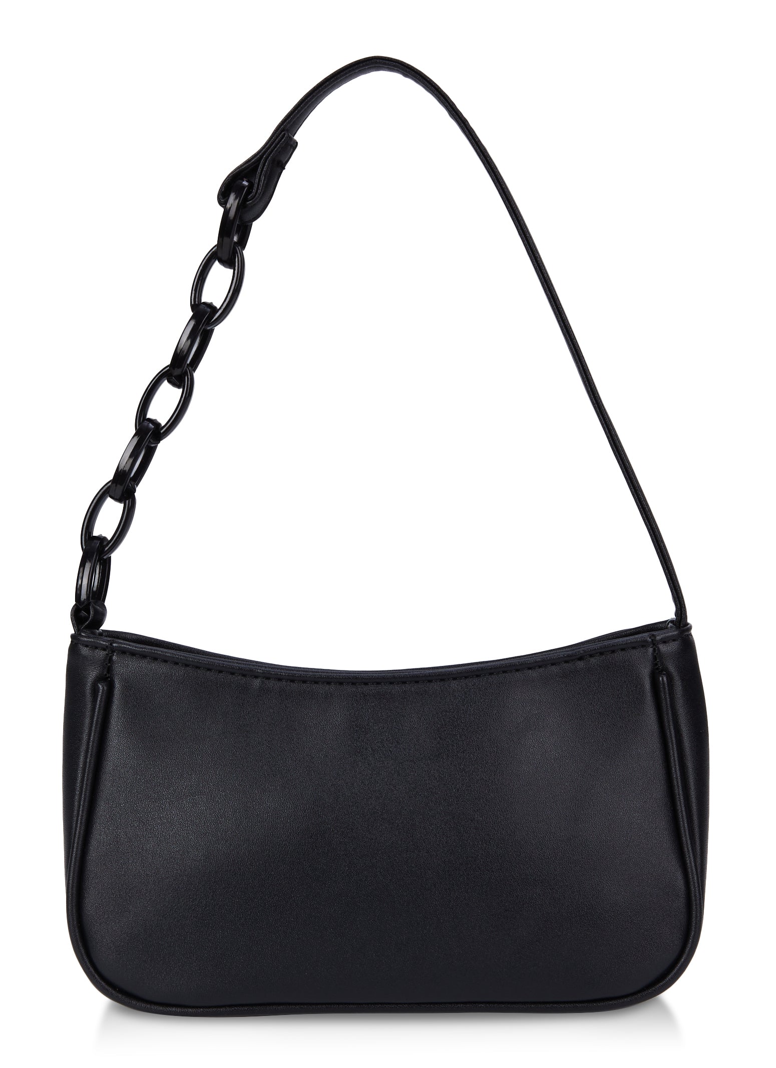 Faux Leather Chain Strap Detail Shoulder Bag