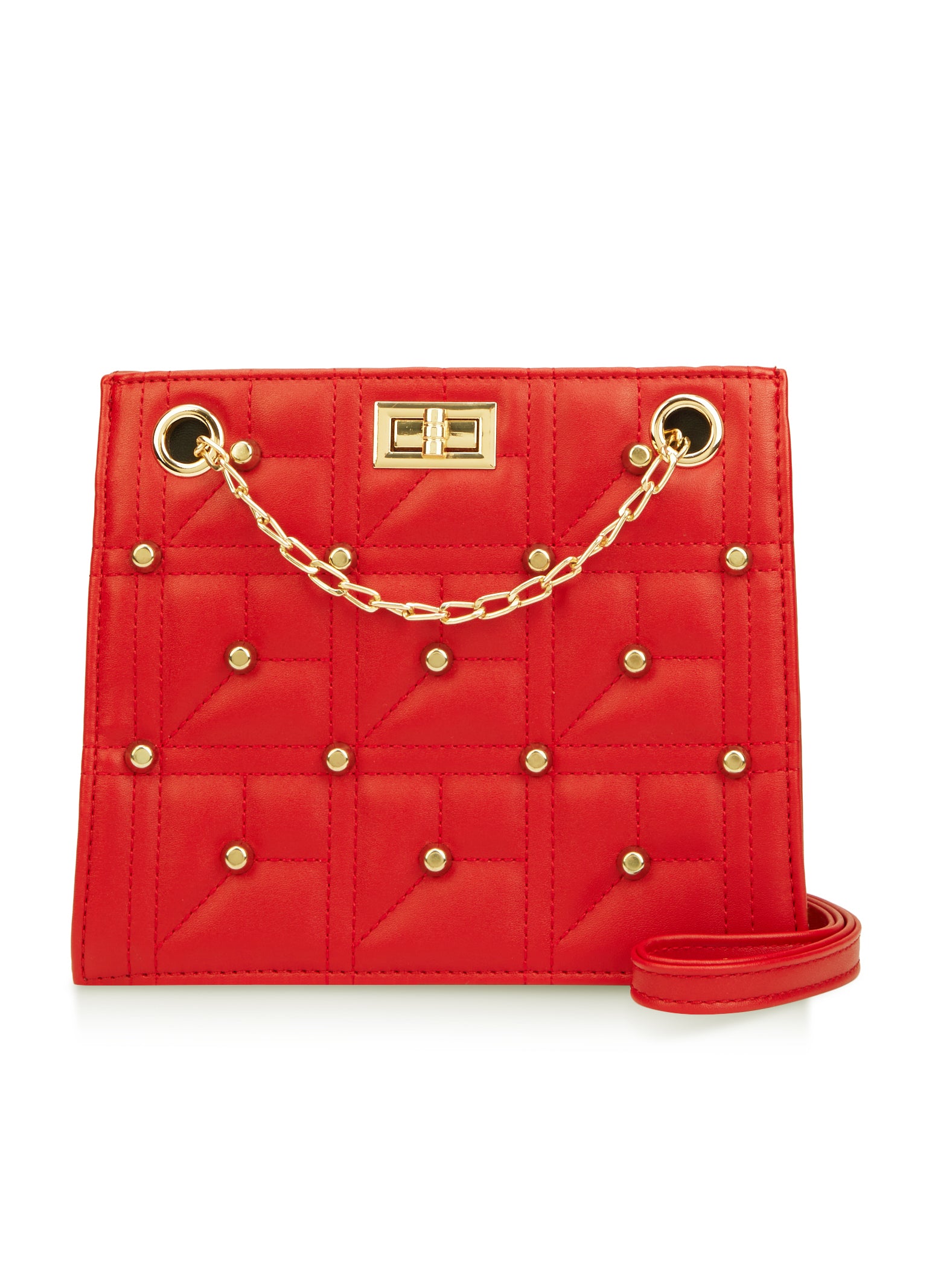 Studded Square Chain Strap Shoulder Bag