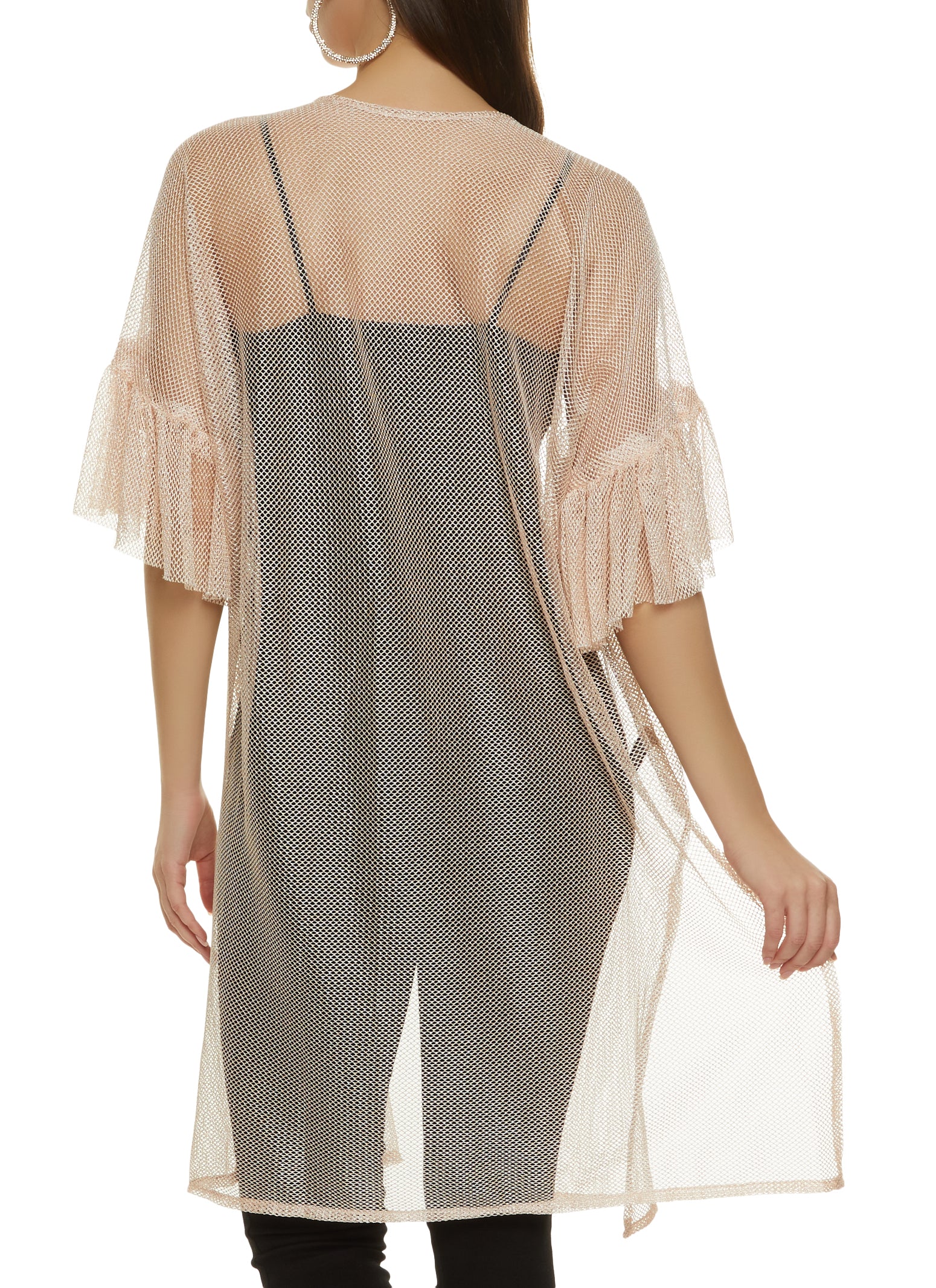 Ruffled Short Sleeve Cover Up Kimono