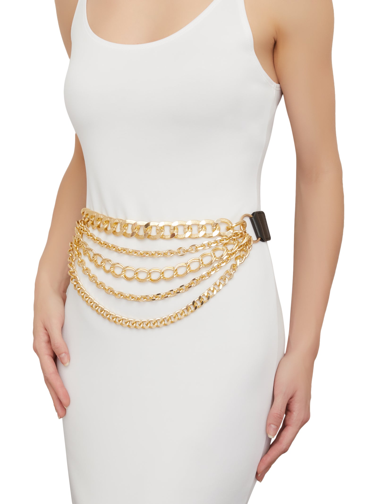Faux Leather Chain Link Stretch Belt