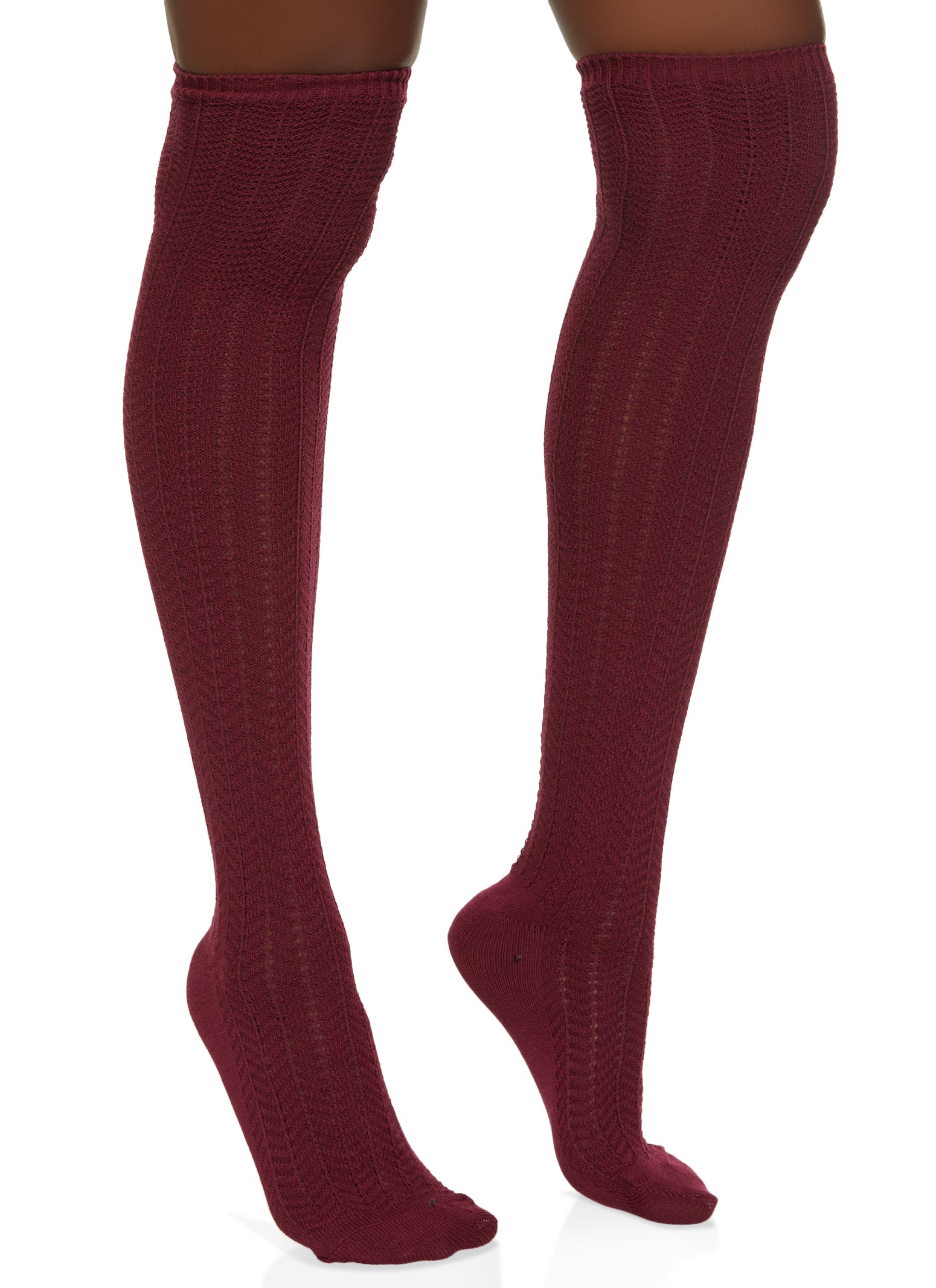 Textured Knit Over The Knee Socks
