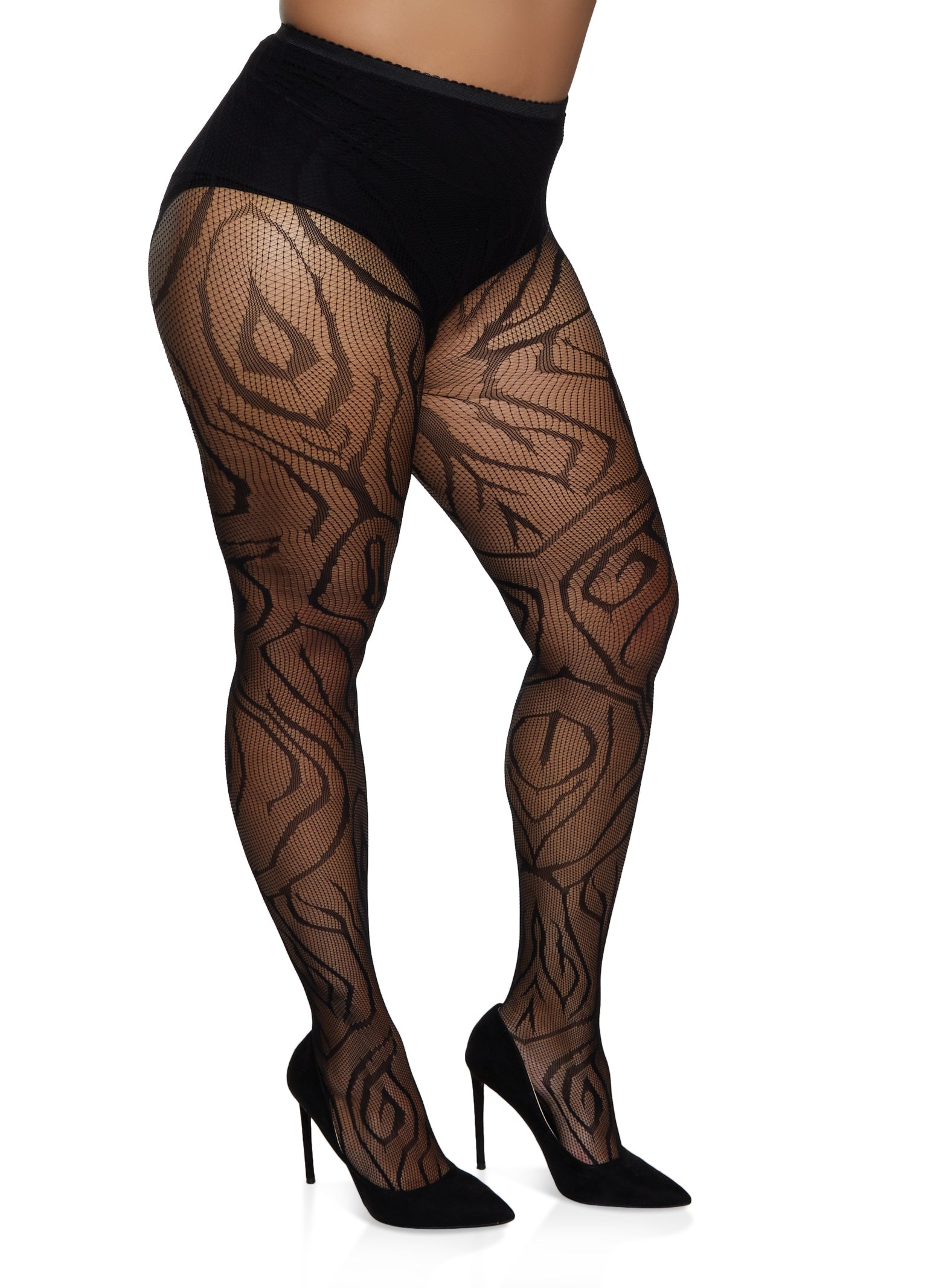 Plus Size Patterned Tights - Stone